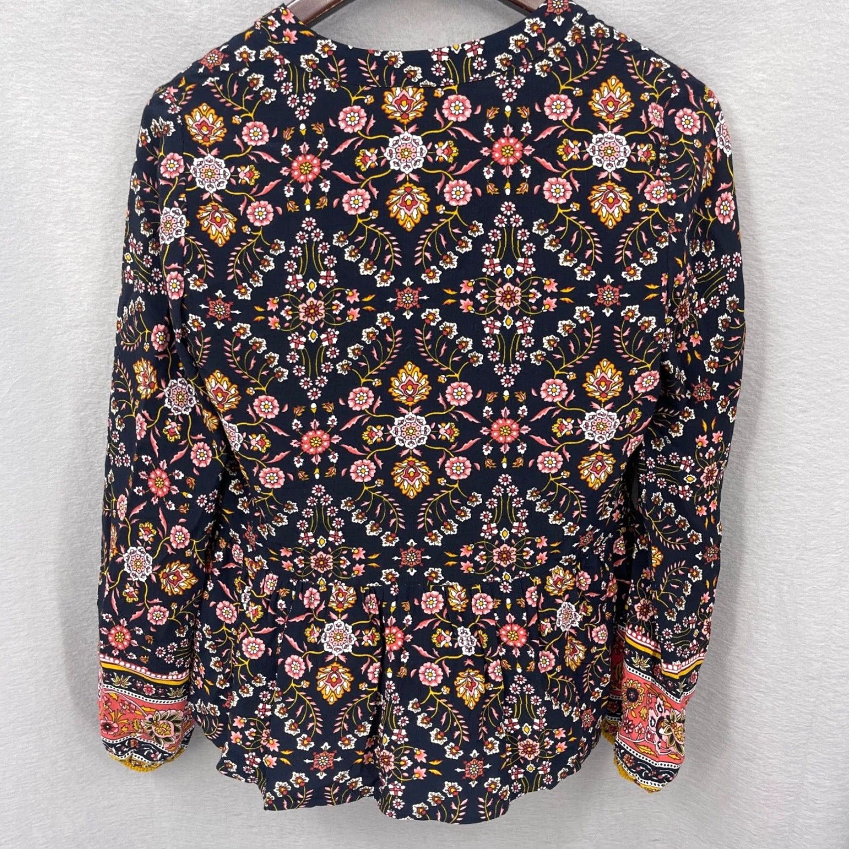 Vintage Tigerlily Vintage Boho Floral Blouse Women's Size 2 Long Sleeve Rayon Brown Size XS / US 0-2 / IT 36-38 - 5 Thumbnail