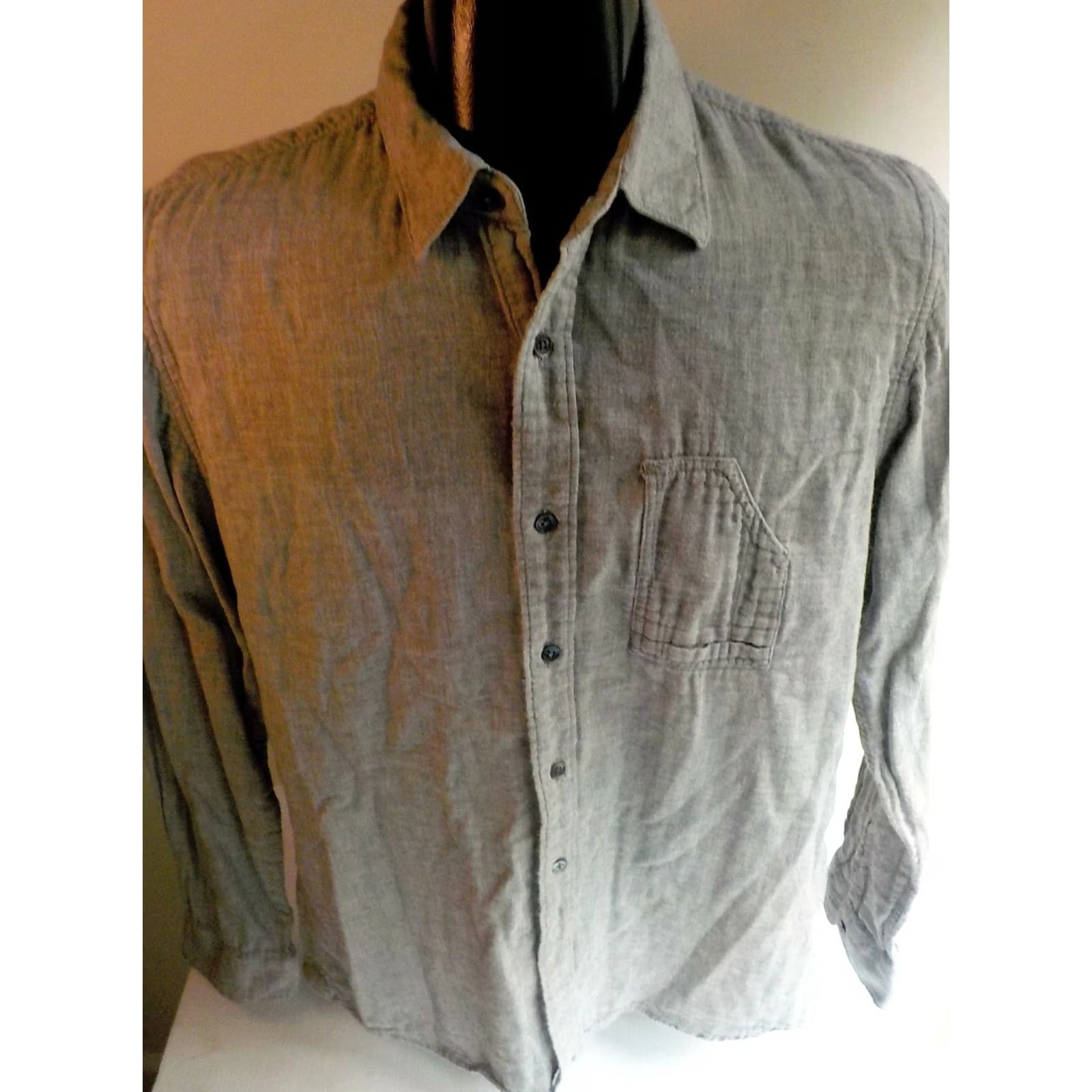 Penn PENNY STOCK The Union Penny LS Button Front Shirt Gray Large 100% Cotton Men Button-Up Shirt Mens Size US L / EU 52-54 / 3 - 2 Thumbnail