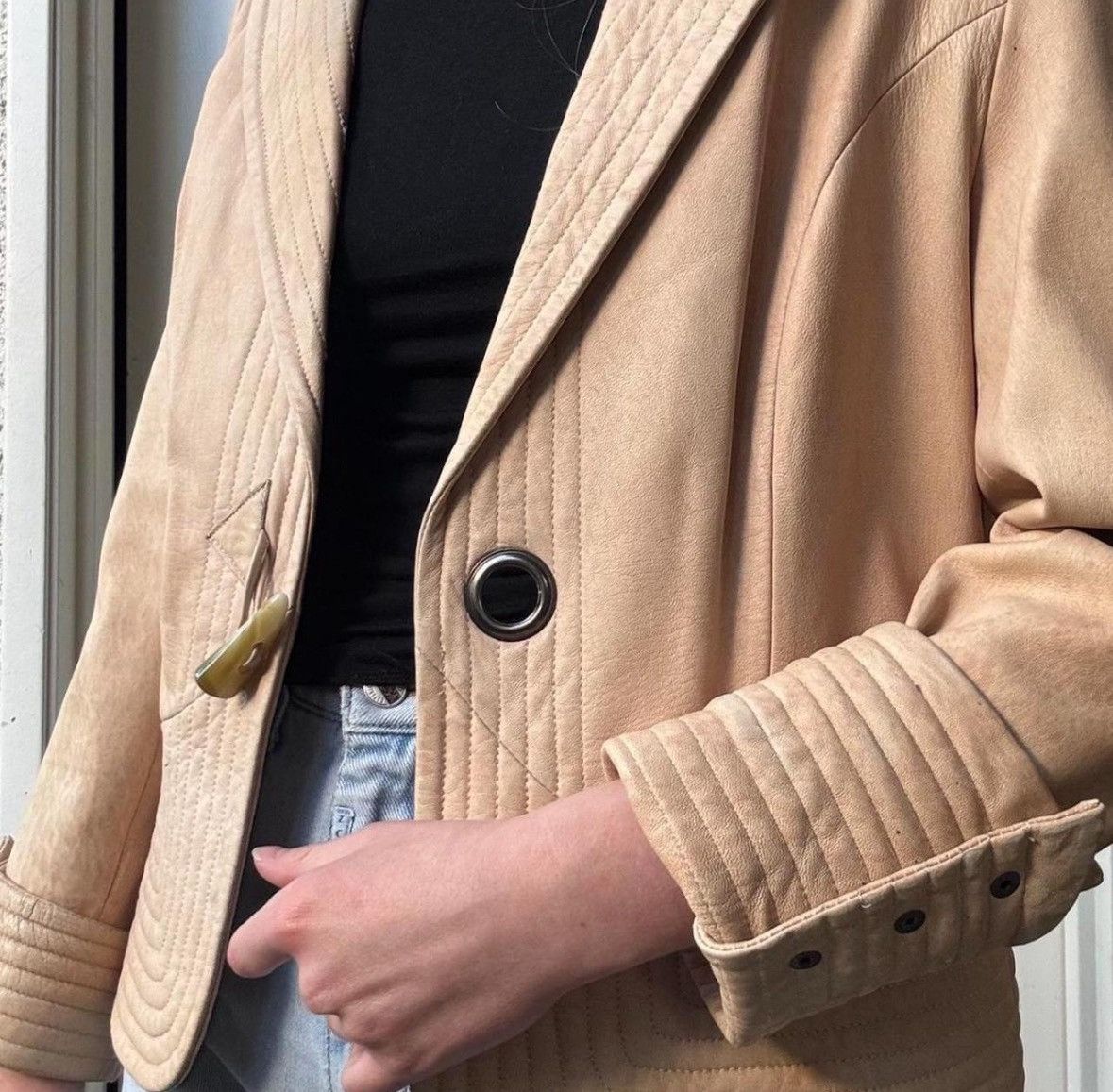 Vintage Y2K SOUTHWESTERN LEATHER BLAZER Size L / US 10 / IT 46 - 3 Thumbnail