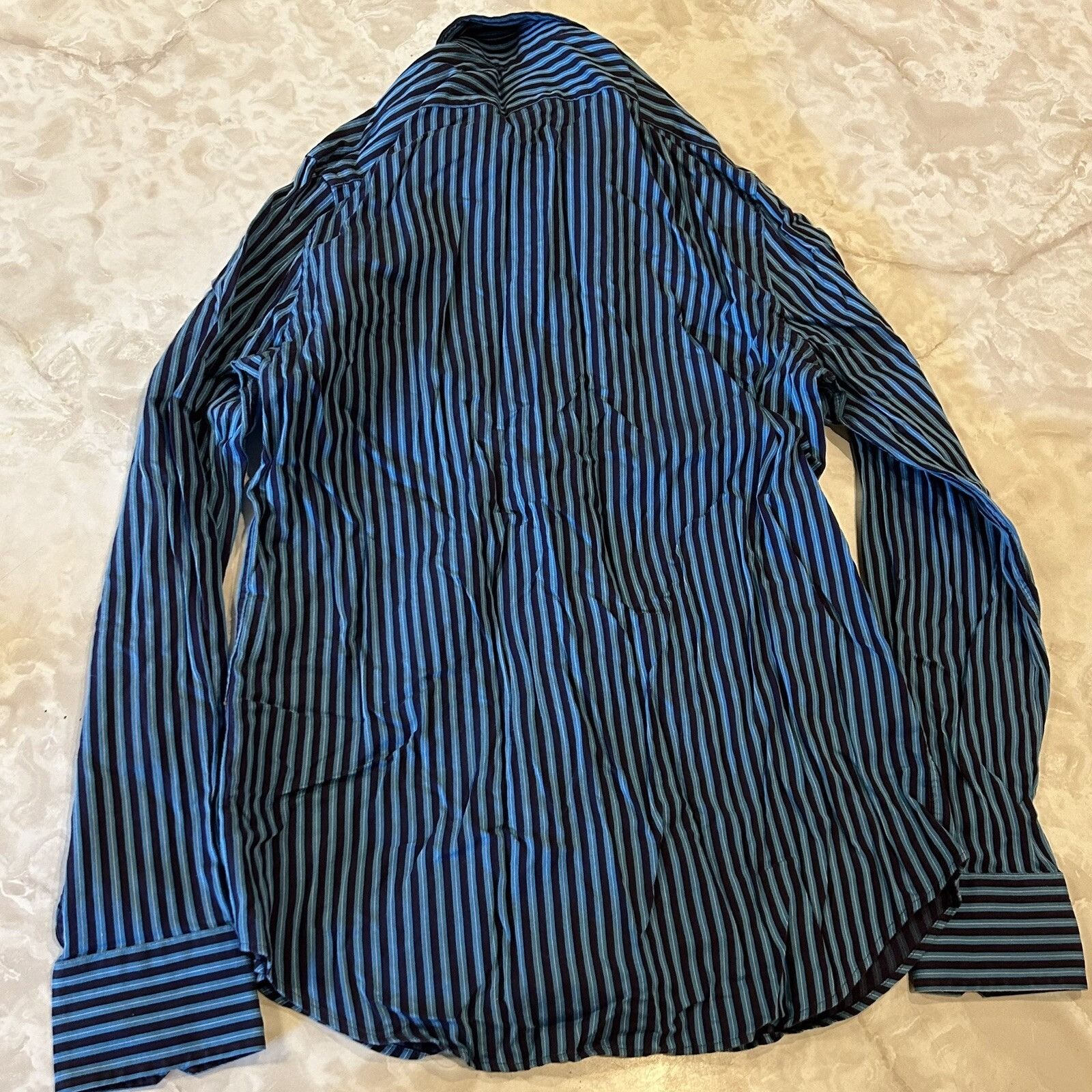 Express Express 1MX Men's Blue & Purple Striped Long Sleeve Button U Size US S / EU 44-46 / 1 - 2 Thumbnail