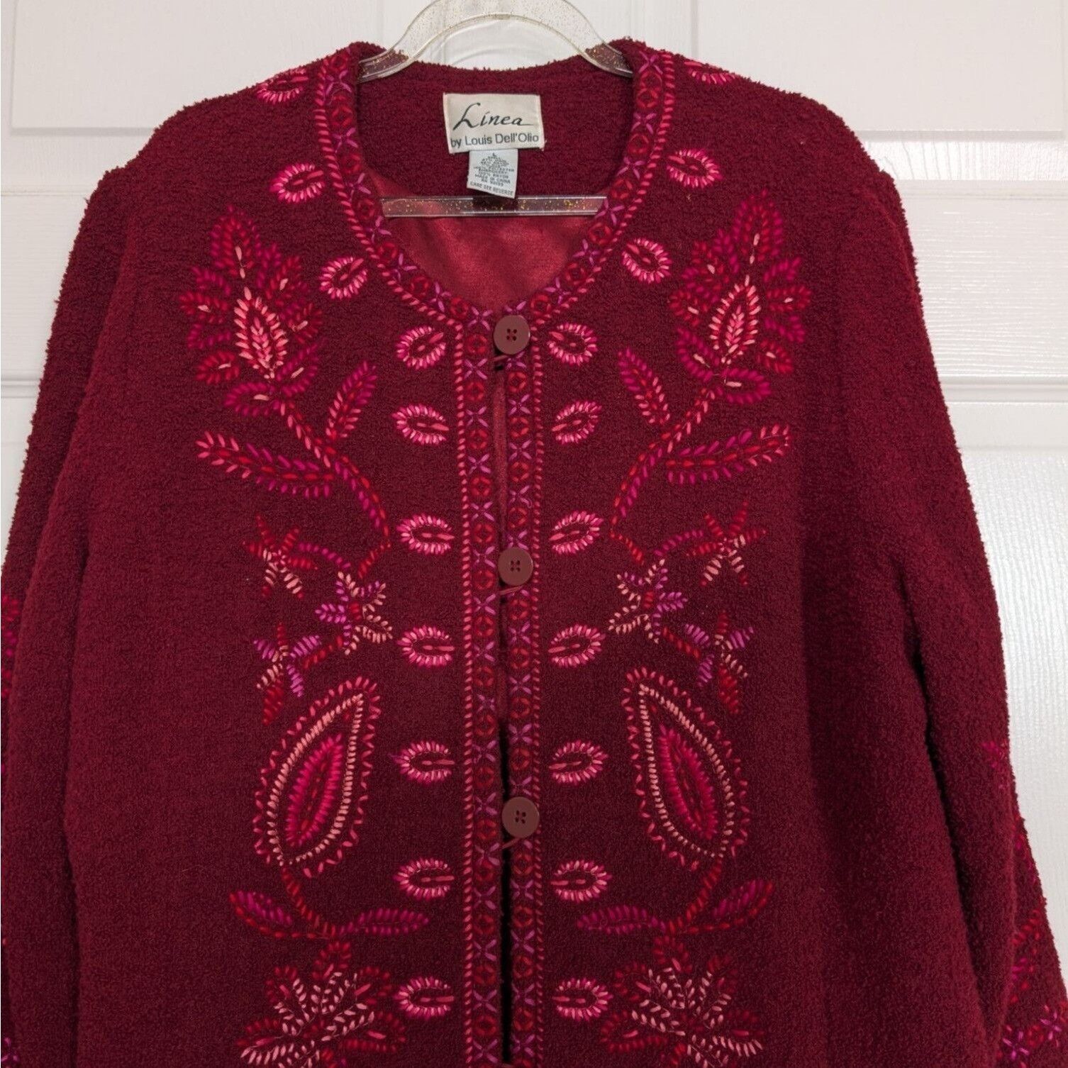 Vintage Linea By Louis Dell’Olio Wool Blend Embroidered Jacket Sz L Size L / US 10 / IT 46 - 2 Thumbnail