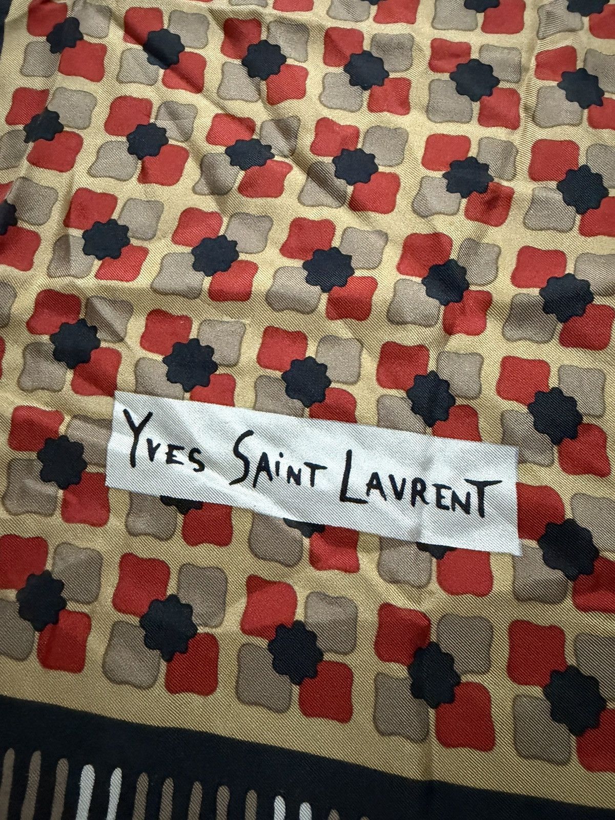 Yves Saint Laurent Vintage 80s Yves Saint Lauren Geometric Print Silk Scarf Size ONE SIZE - 2 Thumbnail