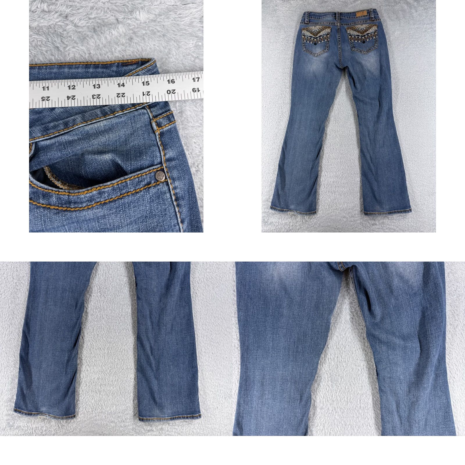 Vintage Shyanne Jeans Women Bootcut 32 Blue Denim Embroidered Southwest 31x29 Stretch Medium Size 24" / US 00 / IT 34 - 9 Thumbnail
