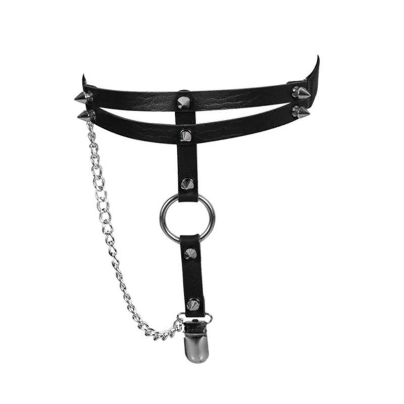 Vintage Leather Goth Leg Garter Belt Size ONE SIZE - 2 Thumbnail