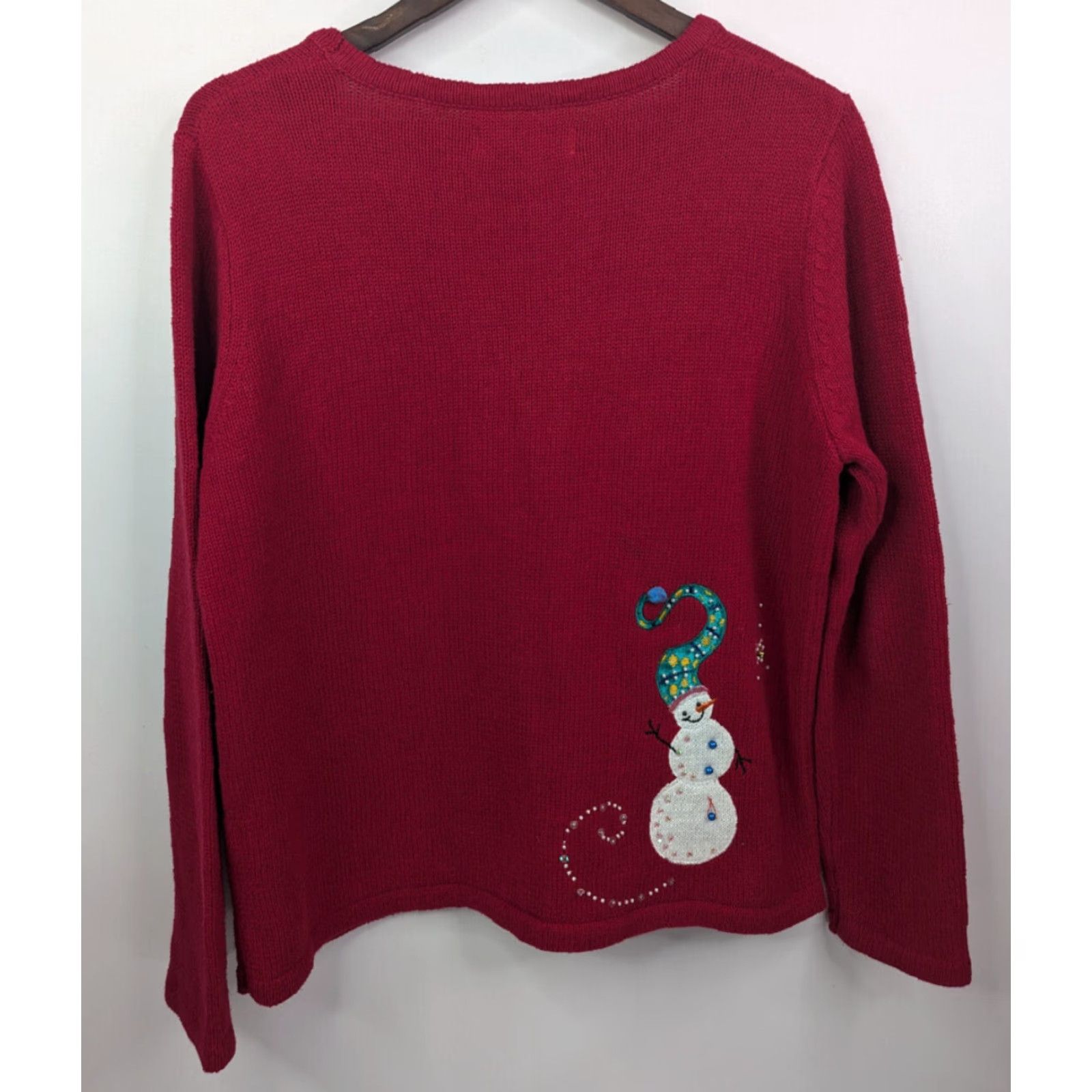 Vintage VINTAGE KIKIT Sweater Cardigan Women Long Sleeve Red Beaded Embroidered Button Snowman Christmas L Womens Size L / US 10 / IT 46 - 7 Thumbnail