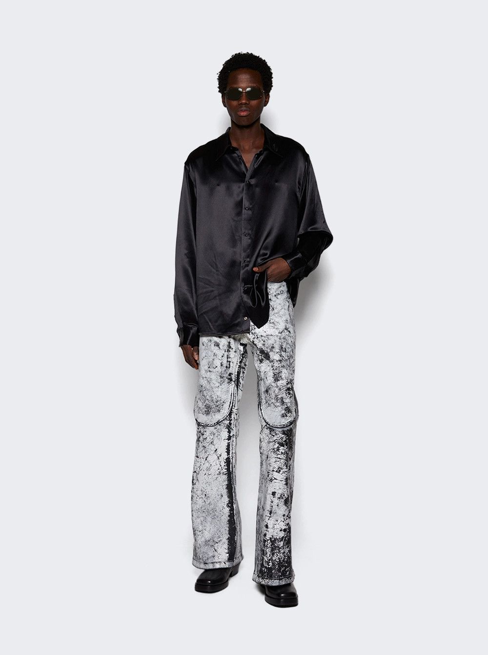 Diesel o1mle0426 S-Ricco Logo Embroidered Collar Shirt in Black Size US XL / EU 56 / 4 - 2 Thumbnail