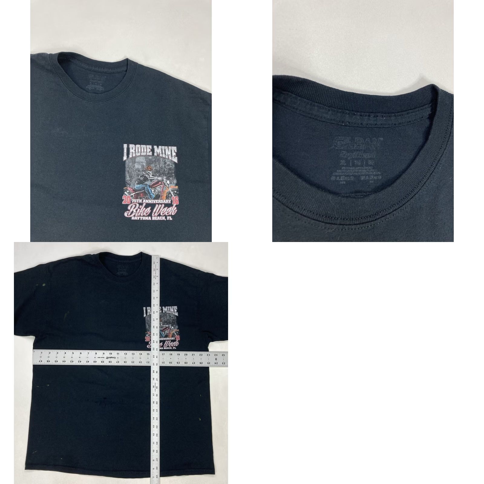 Gildan VINTAGE Bike Week 2016 Daytona Beach I Rode Mine Graphic T-shirt Men XL Black Size US M / EU 48-50 / 2 - 8 Thumbnail