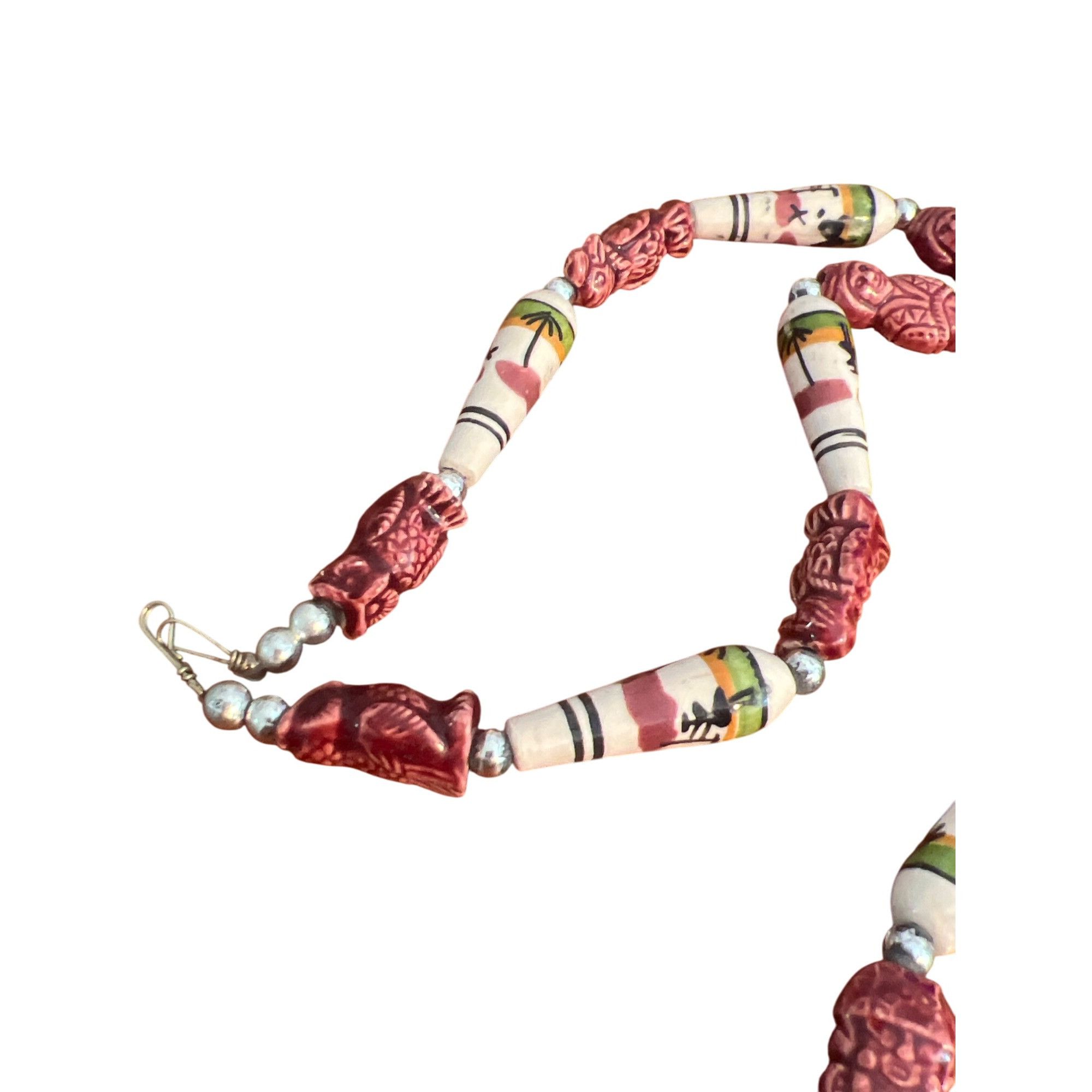 Other Vintage Peruvian Handpainted Ceramic Bead Necklace Llama Owl Size ONE SIZE - 4 Thumbnail