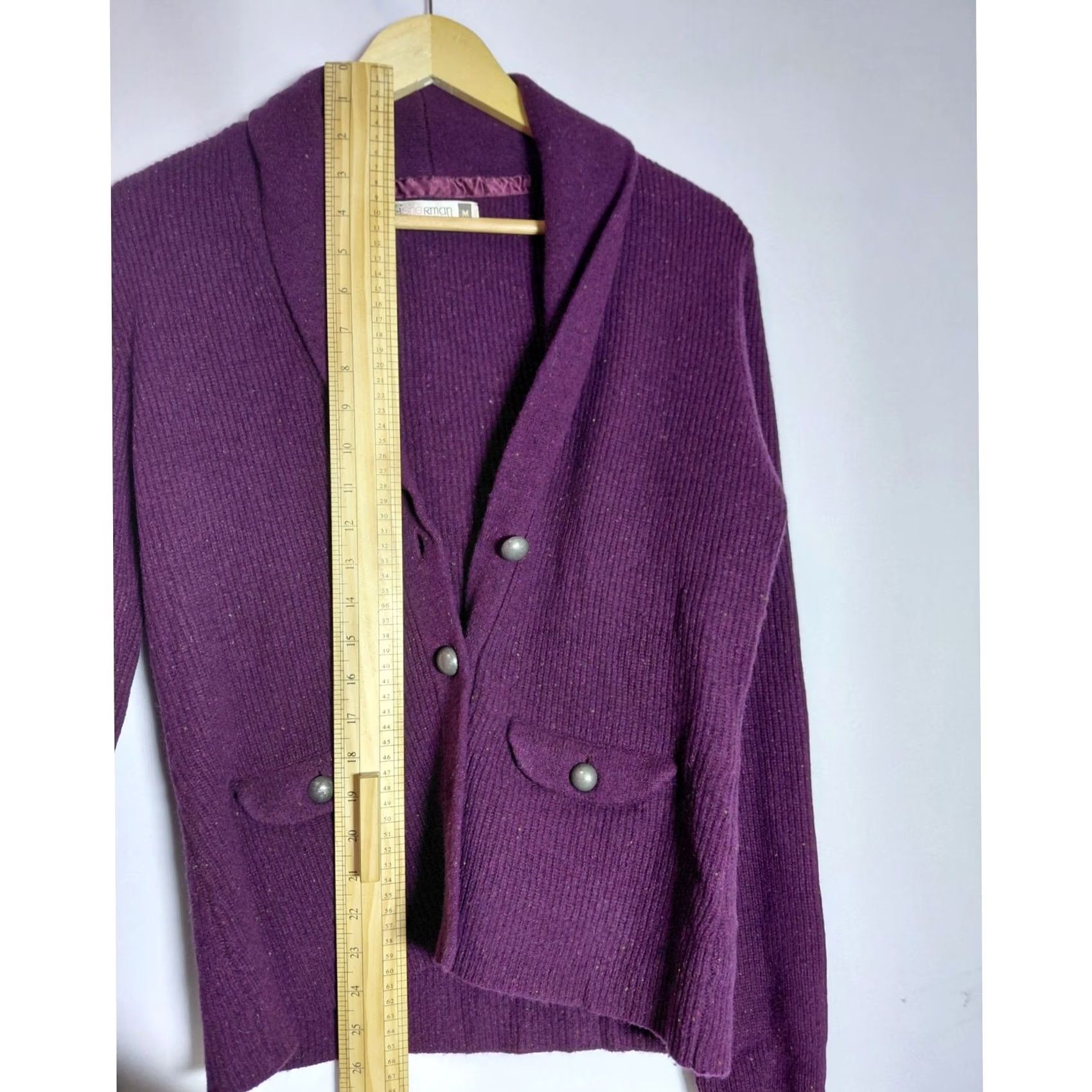 Vintage Fisherman Out Of Ireland Cardigan Purple Solid Knit Women Size M Slim Button Fall Winter Knitwear Blazer Sleeve Long Wool Casual Workwear"} Size M / US 6-8 / IT 42-44 - 6 Thumbnail