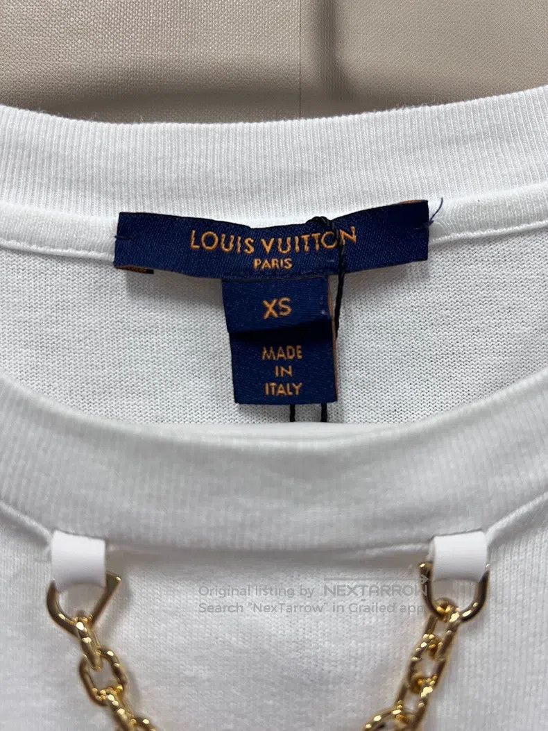 Louis Vuitton Louis Vuitton White chain-striped logo short sleeve Size US XS / EU 42 / 0 - 4 Thumbnail