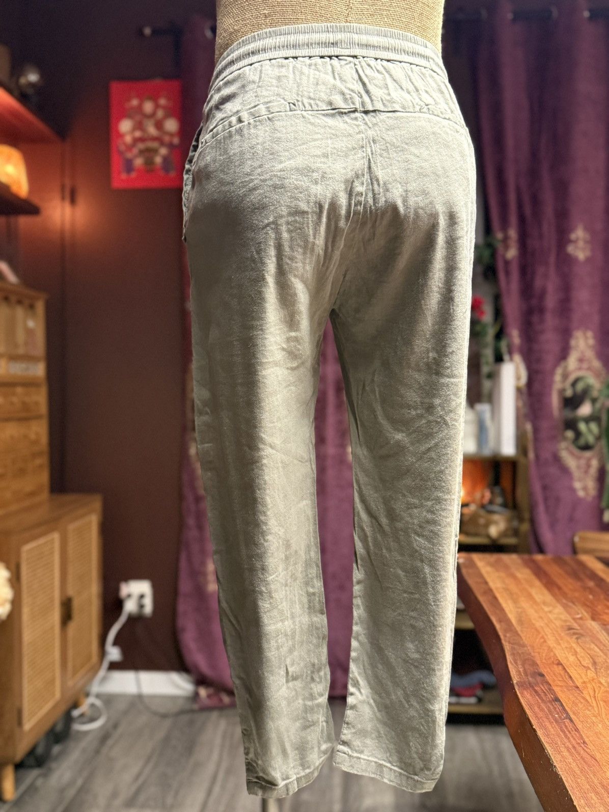 Other Washed Olive Linen-Blend Jogger Pants Size US 29 - 7 Thumbnail
