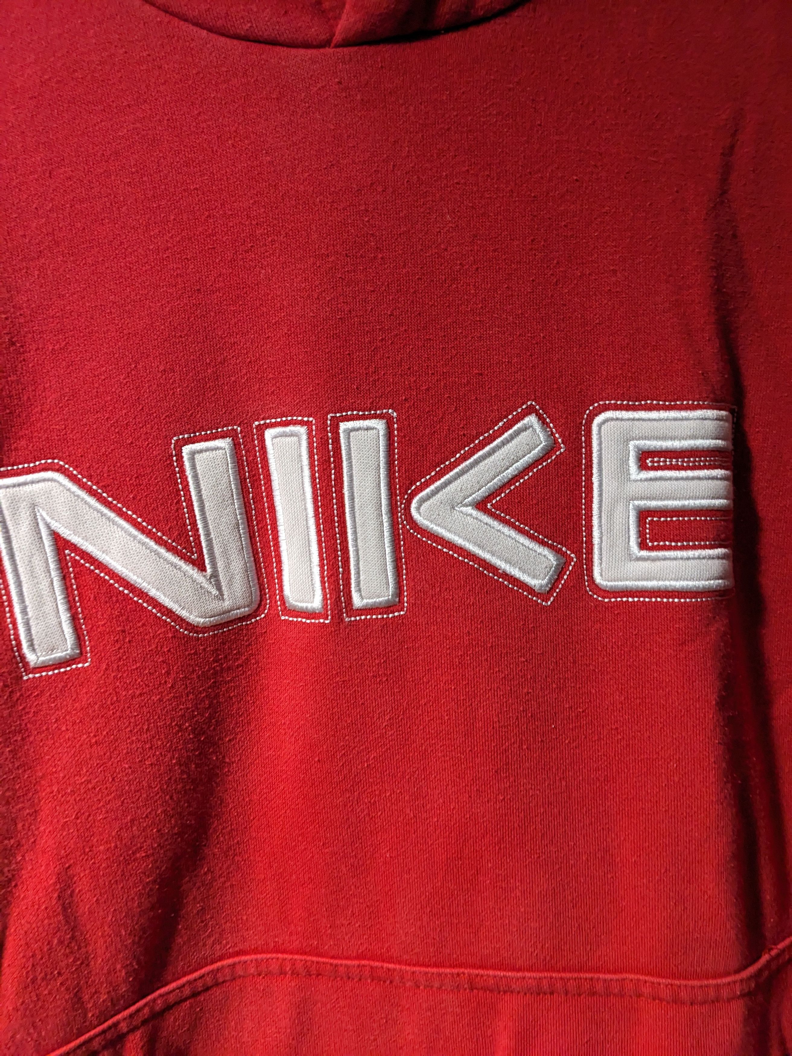Nike × Vintage Vintage Y2K Nike Spell Out Red XX-Large Hoodie Size US XXL / EU 58 / 5 - 2 Thumbnail