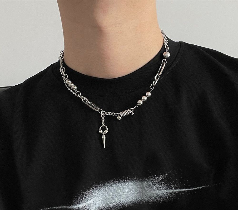 Jewelry Rivet Steel Splicing Clavicle Sweater Chain Necklace Size ONE SIZE - 2 Thumbnail