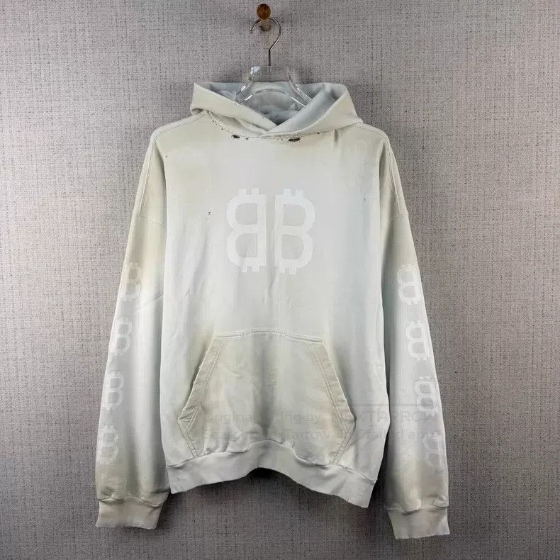 Balenciaga Balenciaga Mud-dyed distressed Bitcoin print hooded long-s Size US XS / EU 42 / 0 - 1 Thumbnail