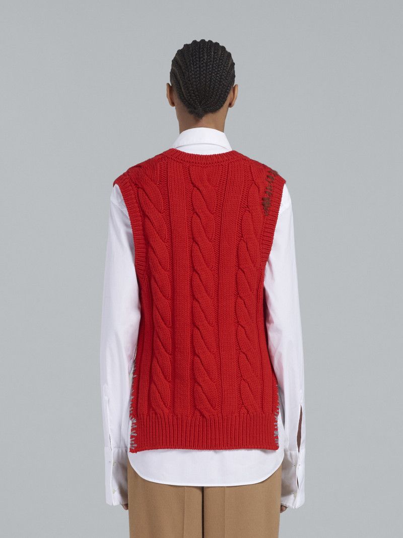 Marni o1y1125 Sleeveless Sweater in Red Size S / US 4 / IT 40 - 3 Thumbnail