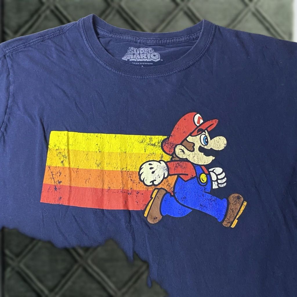 Nintendo Nintendo Super Mario Shirt Mens Adult Large Blue Graphic Crew Neck Logo T-Shirt Gaming Retro Size US L / EU 52-54 / 3 - 1 Thumbnail