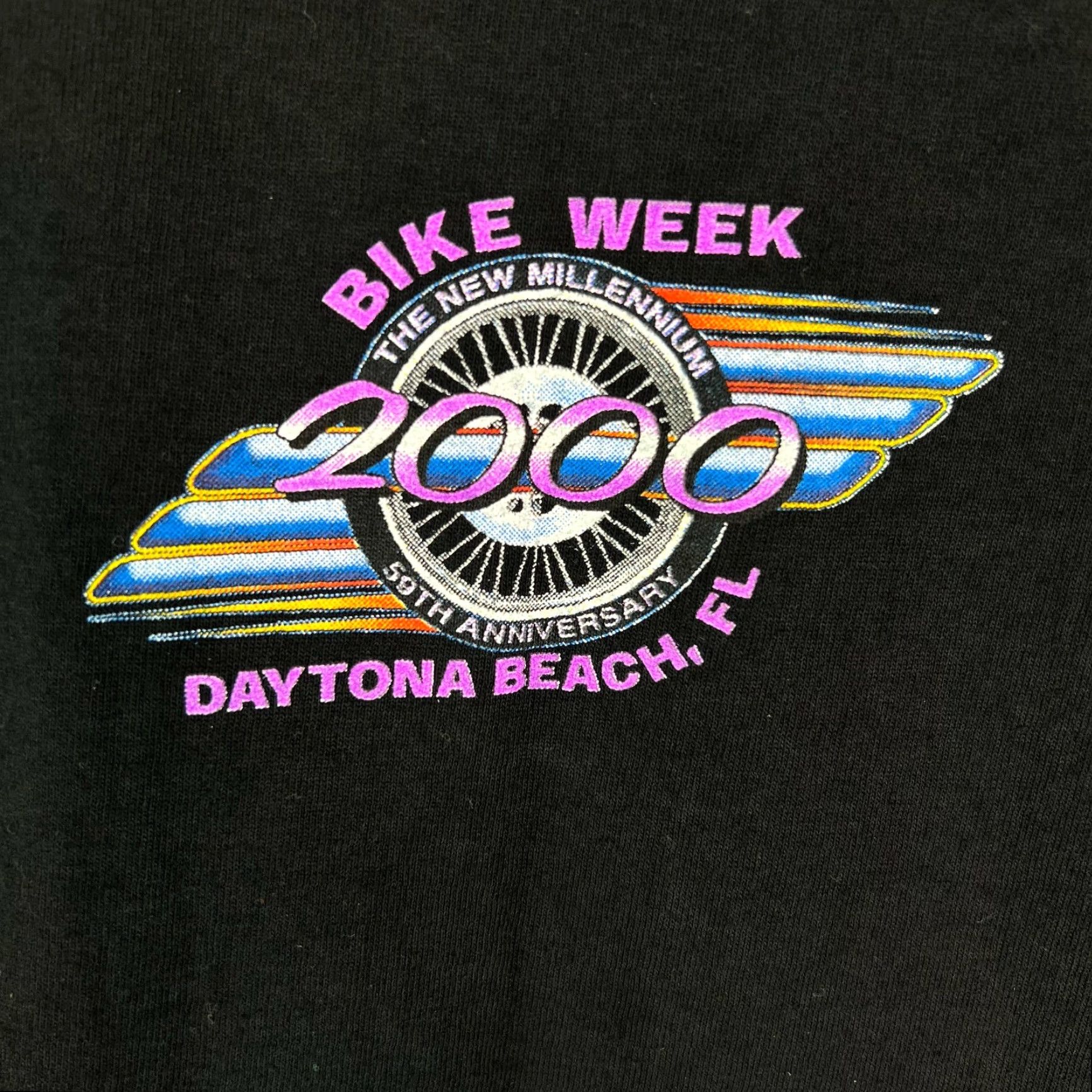 Hanes VINTAGE Hanes Motorcycle Bike Week The New Millennium 2000 Daytona Beach FL Mens Black T Shirt XL Size US XL / EU 56 / 4 - 2 Thumbnail