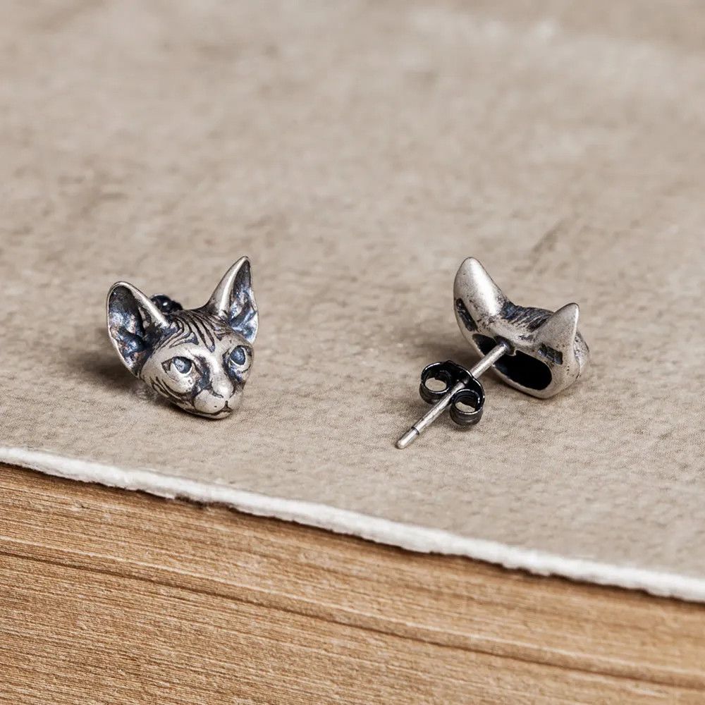 Jewelry Tiny Cat Stud Earrings 925 Sterling Ear Charms Gift Size ONE SIZE - 1 Thumbnail