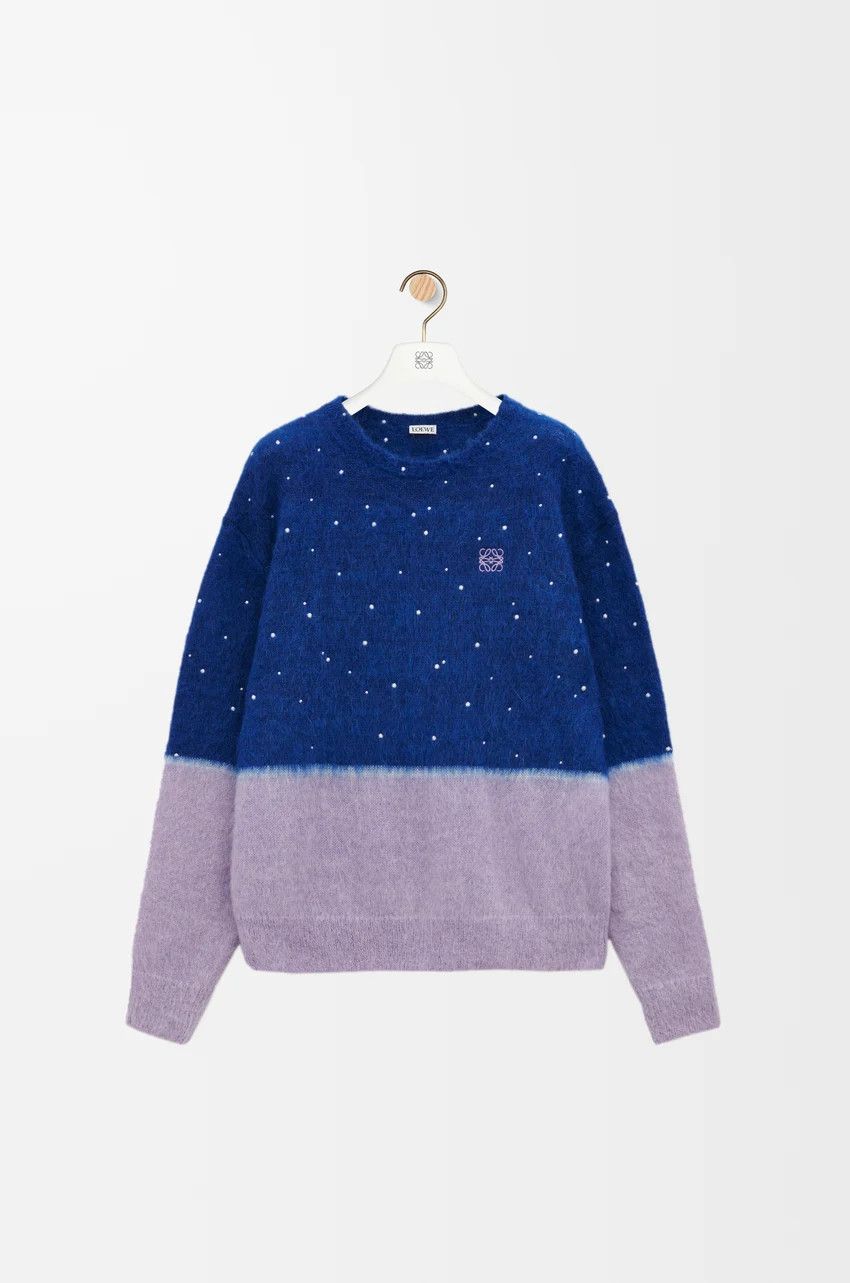 Loewe o1loc1c0525 Sweater In Mohair Blend in Navy Blue/Lilac Size XS / US 0-2 / IT 36-38 - 1 Thumbnail