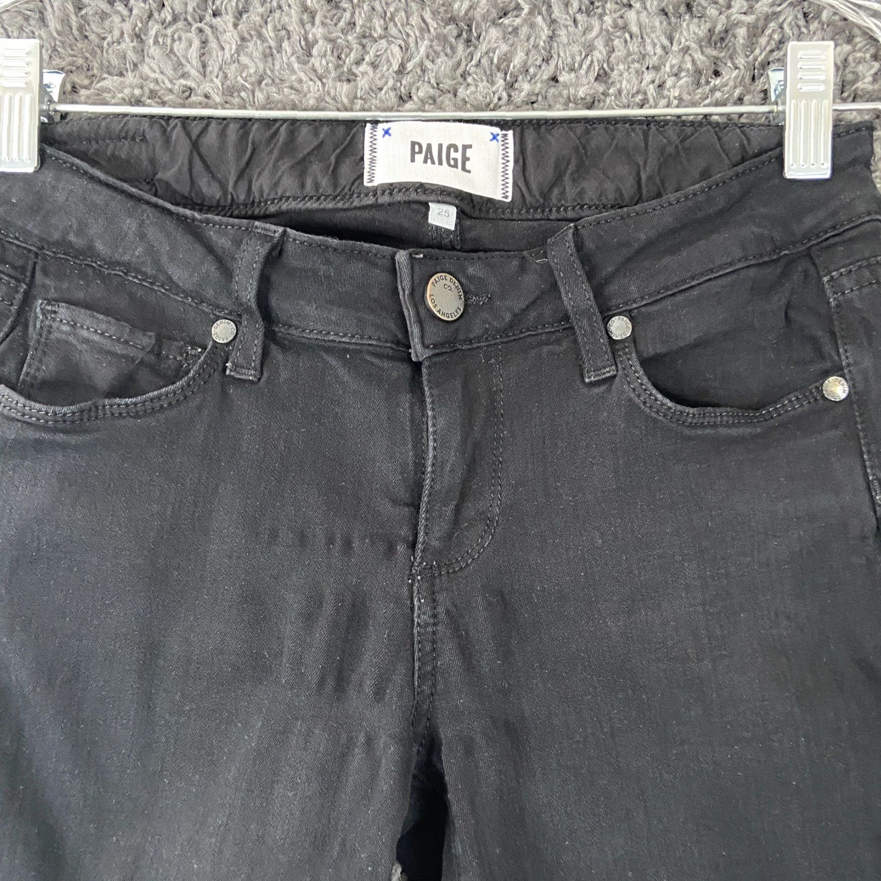 Paige PAIGE Women’s Skyline Skinny Jeans 28 Black Dark Wash Zippers Size 28" / US 6 / IT 42 - 4 Thumbnail