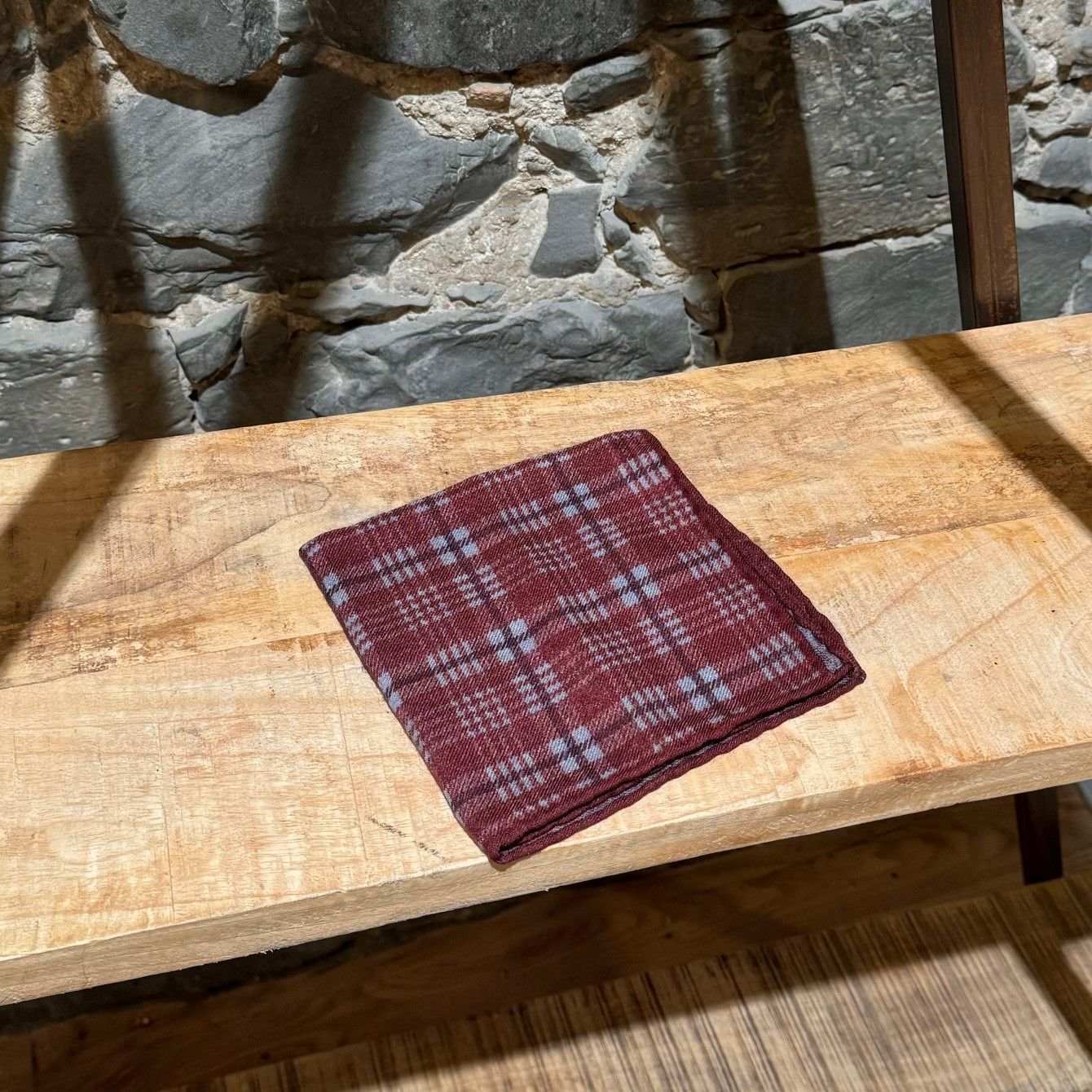 Brunello Cucinelli Brunello Cucinelli Burgundy Plaid Wool Pocket Square Scarf Size ONE SIZE - 1 Thumbnail
