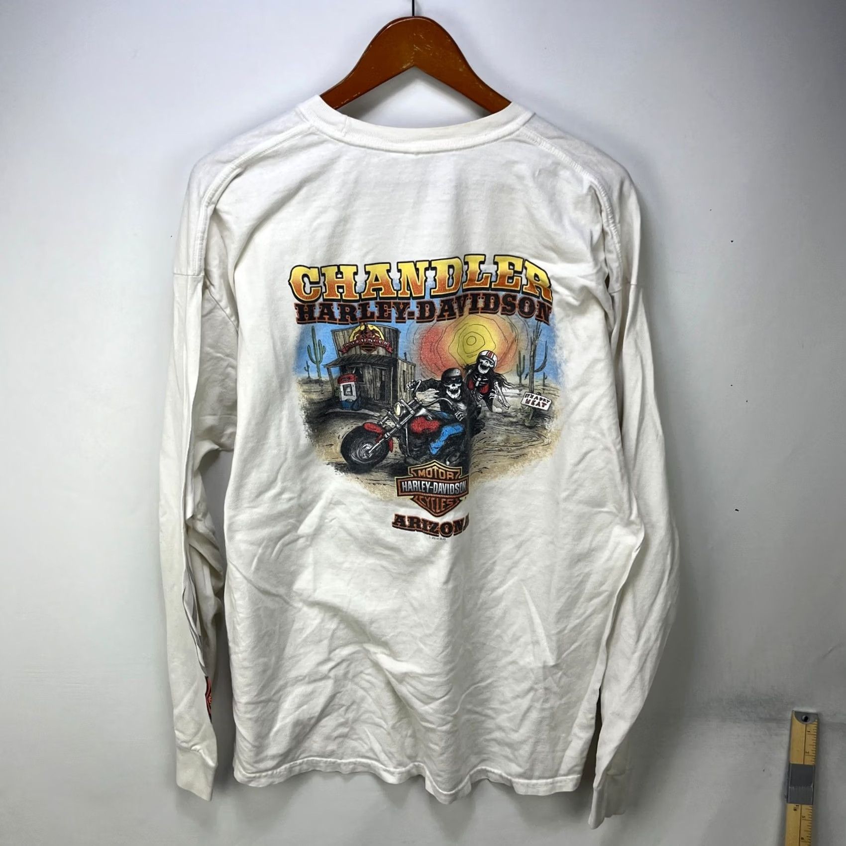 Harley Davidson VINTAGE Harley-Davidson T-Shirt White Long Sleeve 2XL Flames Graphic Print Mens Size US XXL / EU 58 / 5 - 6 Thumbnail