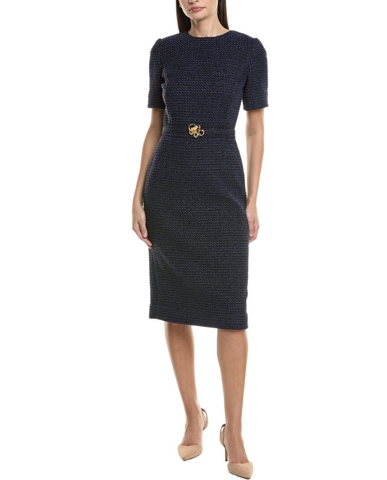 Oscar De La Renta OSCAR DE LA RENTA Lurex Check Tweed Pencil Dress size 14 Size XL / US 12-14 / IT 48-50 - 3 Thumbnail