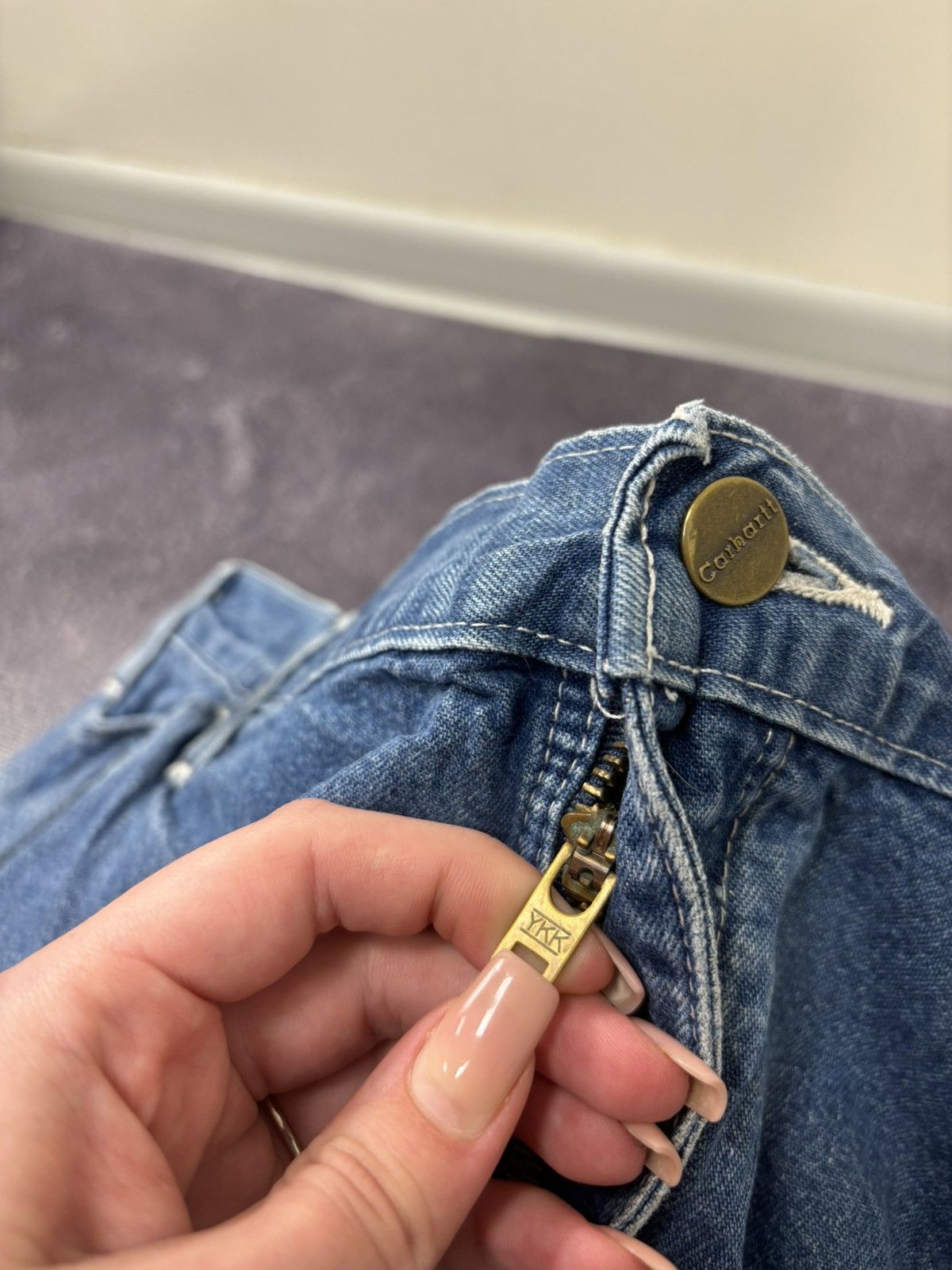 Carhartt Vintage 90s Carhartt USA Blue Denim Hype Baggy Jeans Size US 40 / EU 56 - 14 Thumbnail