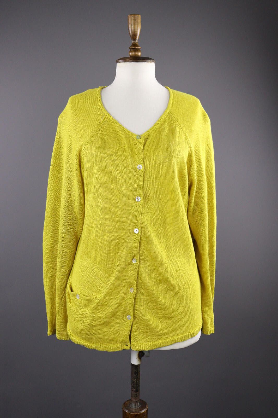 Designer Ladies Gudrun Sjöden Yellow Linen Cardigan Sweater Size L Size L / US 10 / IT 46 - 1 Thumbnail