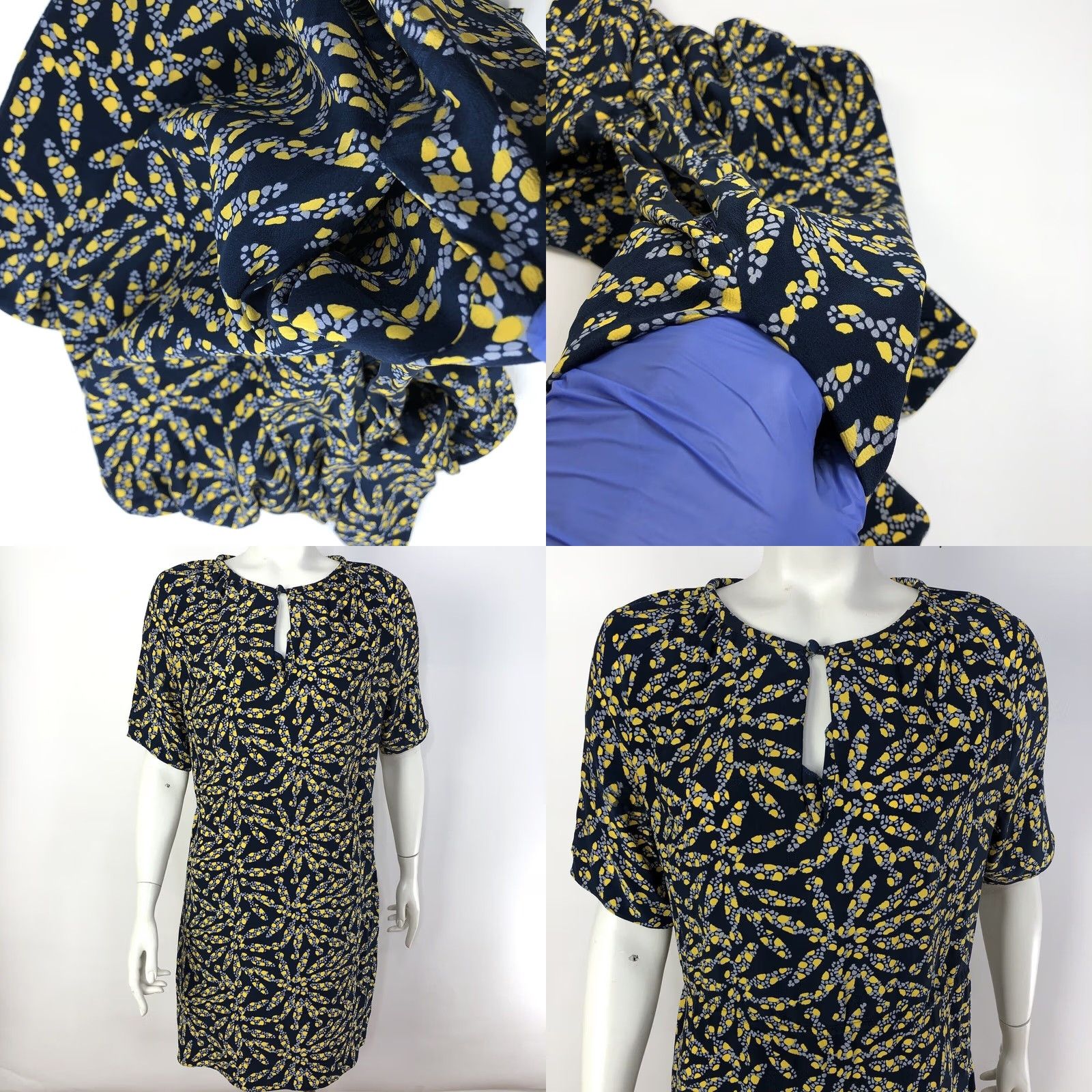Vintage Tucker Tunic Blouse Medium 100% Silk Pullover Top Shirt Dress Blouse Blue Size M / US 6-8 / IT 42-44 - 11 Thumbnail
