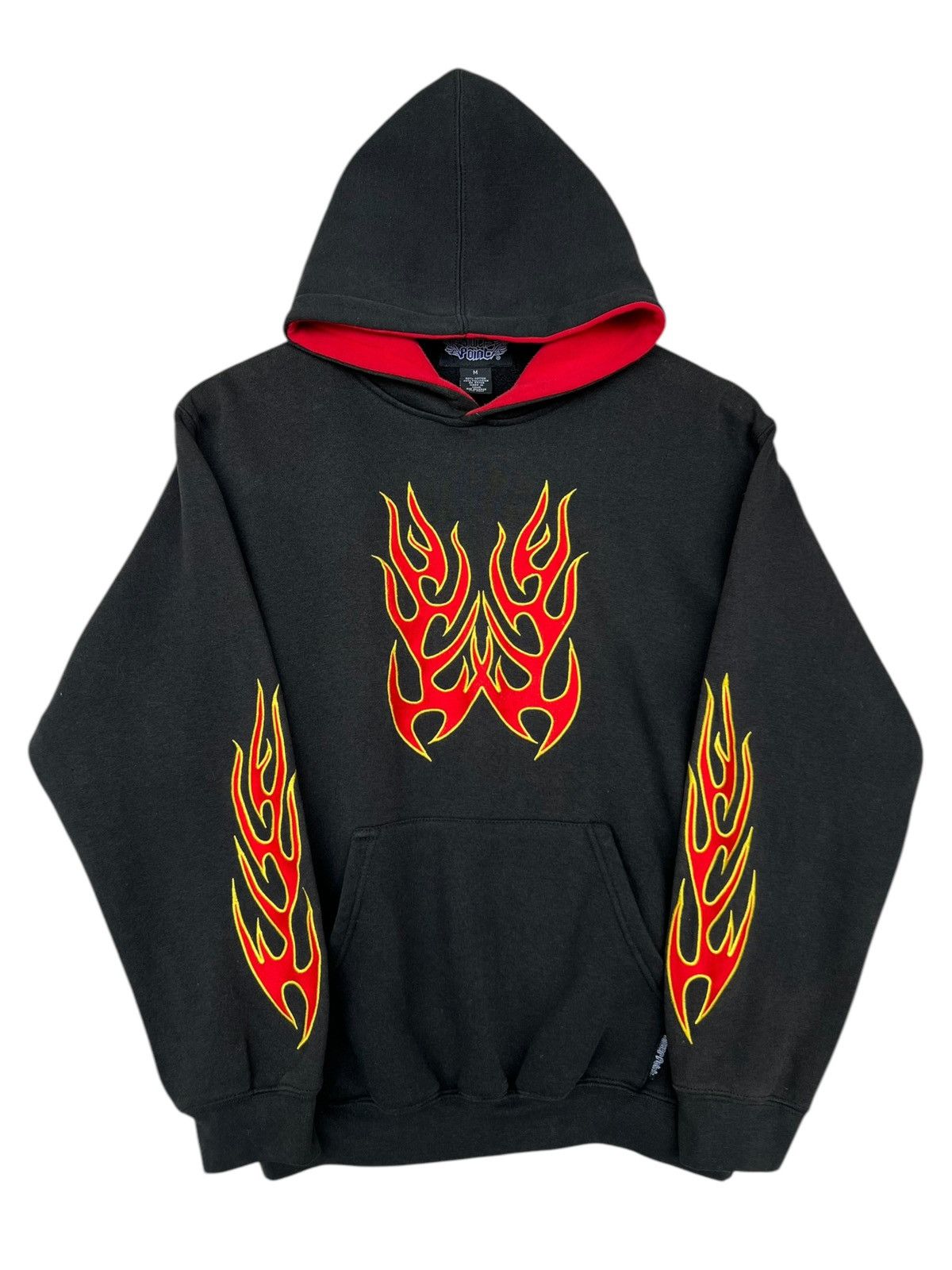 Vintage Vintage Y2K Silver Point Flame Baggy Boxy Black Hoodie Size US S / EU 44-46 / 1 - 1 Thumbnail