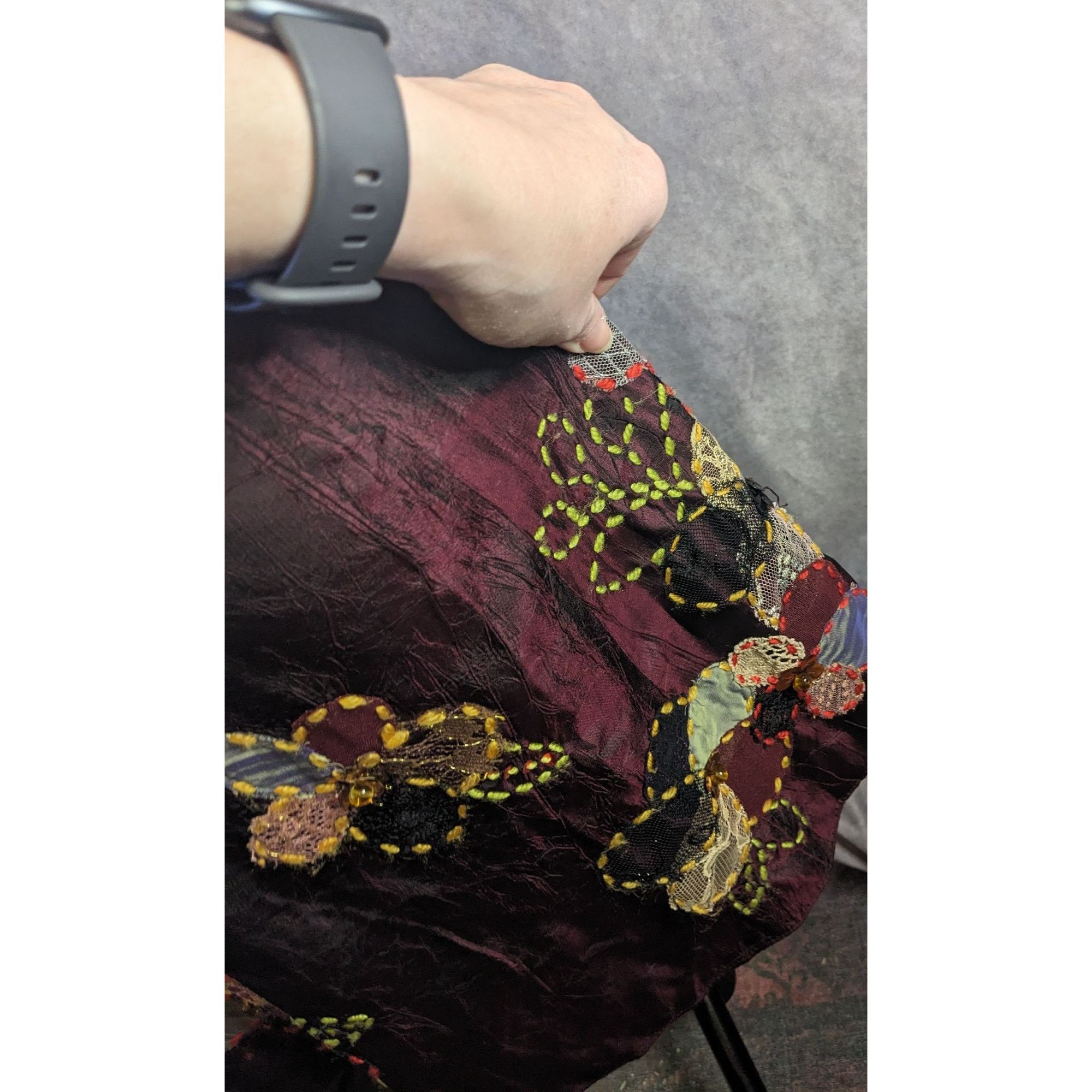 Other Cranberry Raw Silk Formal Dress With Embroidered Floral Acce Size S / US 4 / IT 40 - 10 Thumbnail