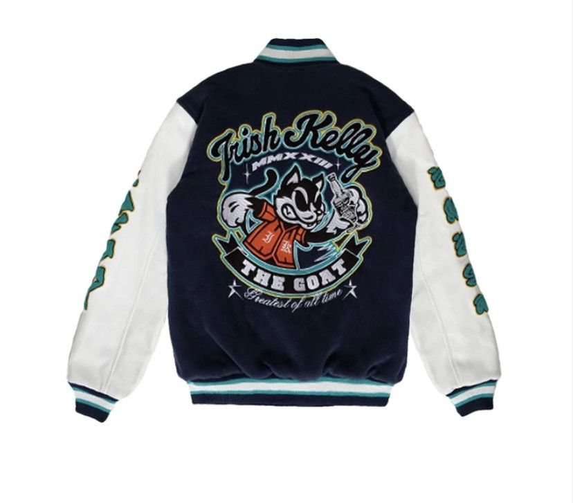 image of The Goat Jacket Varsity Streetwear Varsity Jacket in Navy, Men's (Size Large)