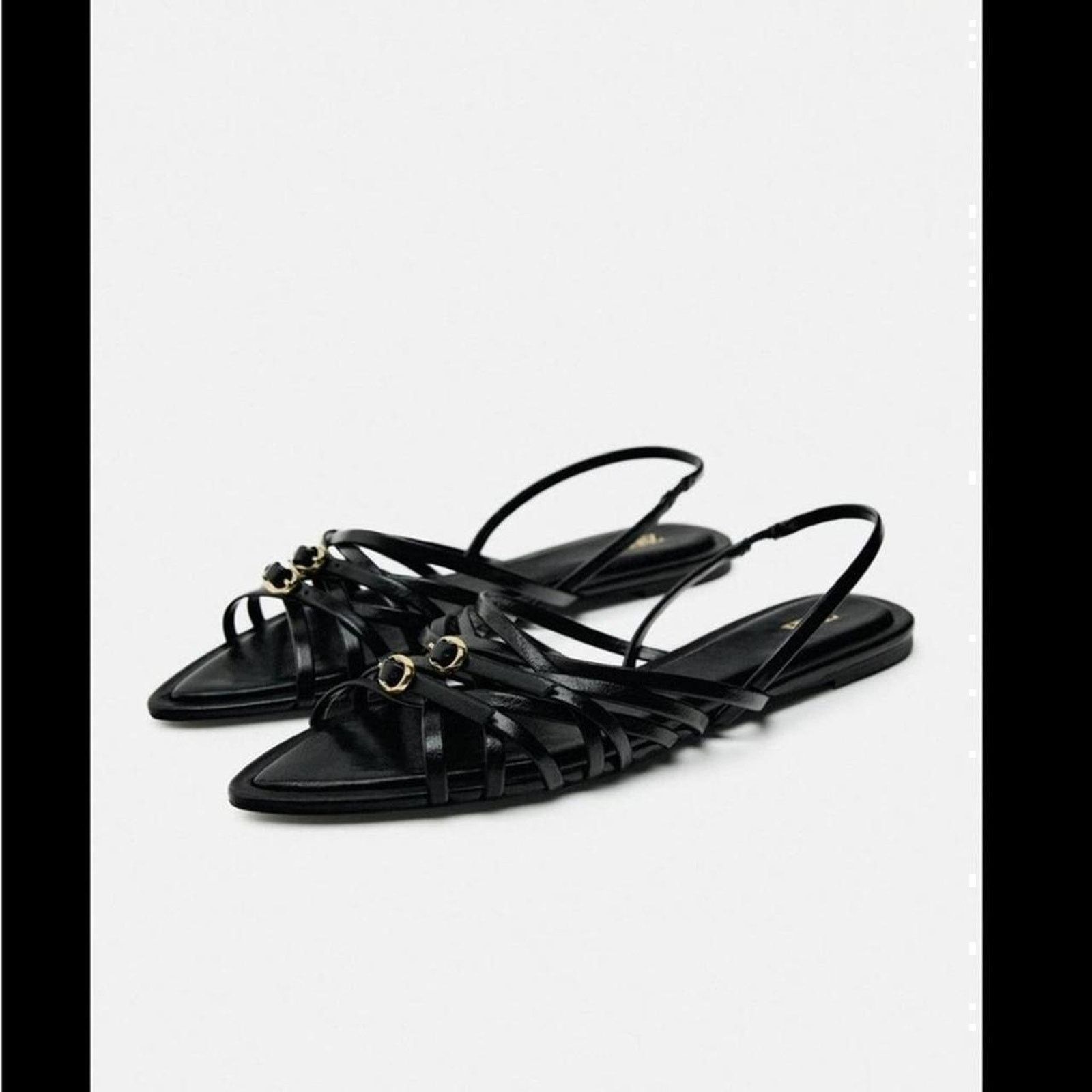 Zara Flat sandals with thin crossed straps - Size 75 or 38 Size US 7.5 / IT 37.5 - 2 Thumbnail