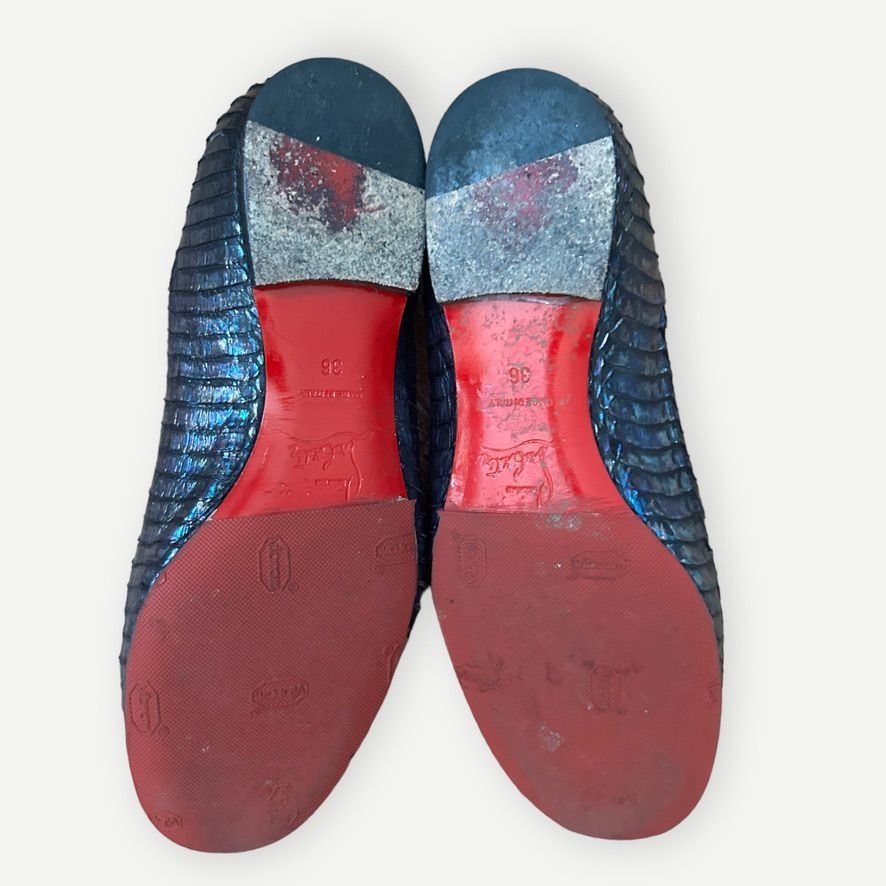 Christian Louboutin CHRISTIAN LOUBOUTIN Iridescent Python Loafers 36 6 Blue Flat Size US 5 / IT 35 - 3 Thumbnail