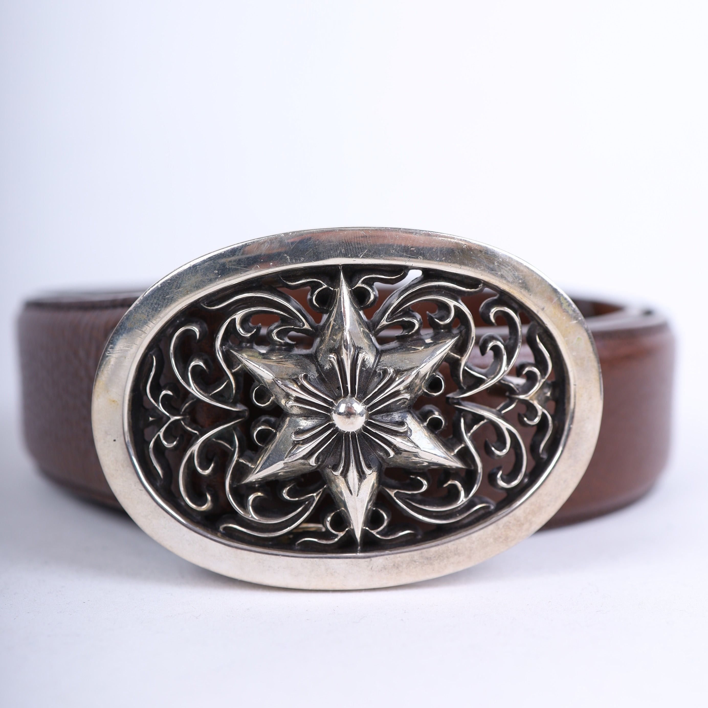 Chrome Hearts Chrome Hearts Star Oval Cross Brown Belt Size 38 - 5 Thumbnail