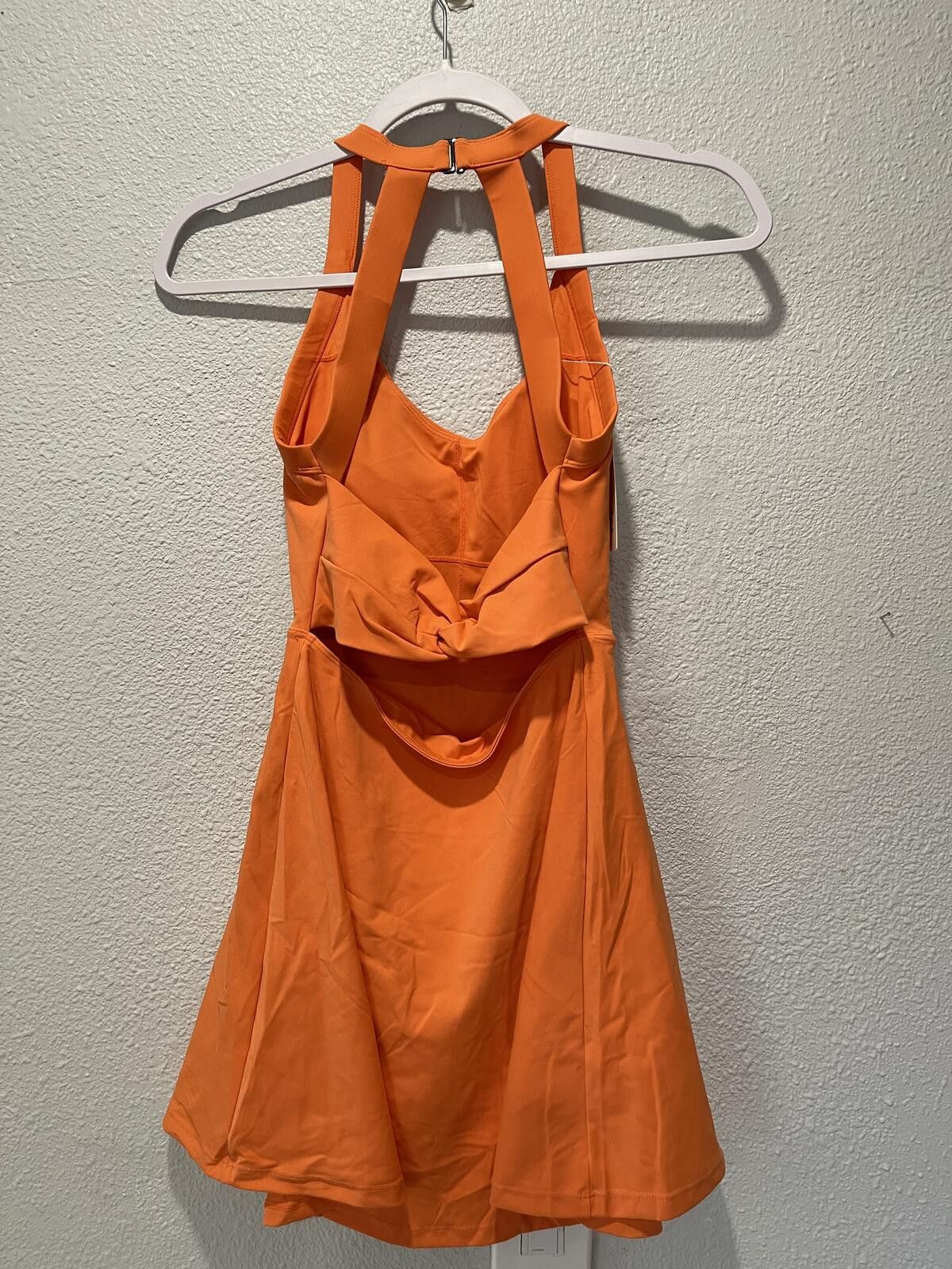 The Unbranded Brand Orange Halter Neck Dress XS Size XS / US 0-2 / IT 36-38 - 2 Thumbnail