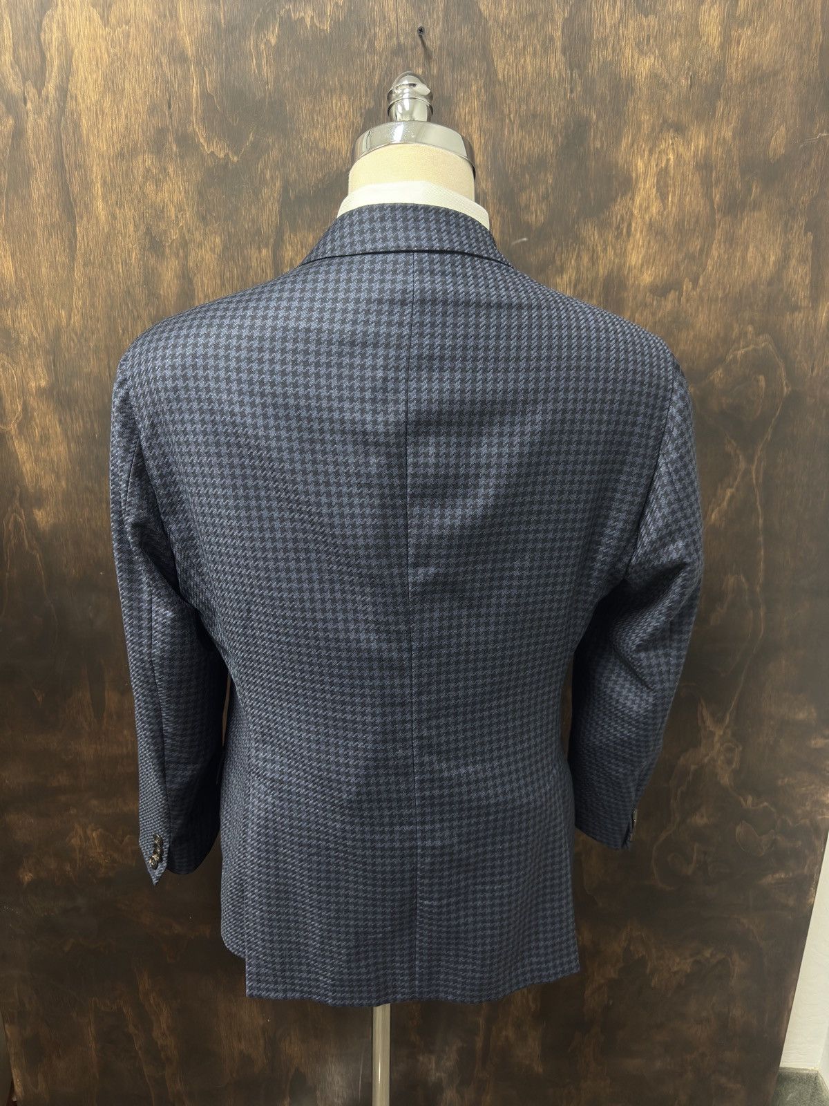 Emporio Armani EMPORIO ARMANI Super 130's Wool Houndstooth Navy Blazer Size 44R - 7 Thumbnail