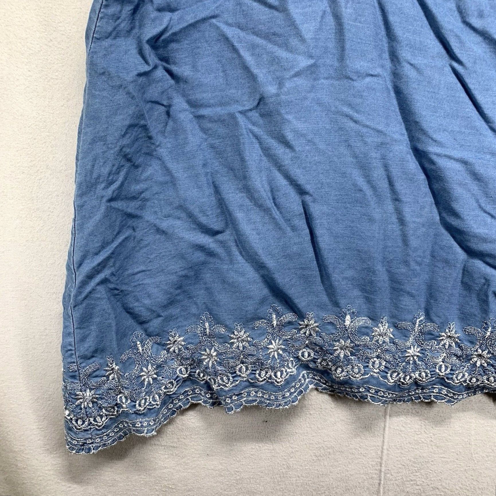 Vintage Jessica London Tank Top Women Size 22 Blue Denim Embroidered Asymmetrical Hem Casual Bohemian Size 3XL / US 20-22 - 4 Thumbnail