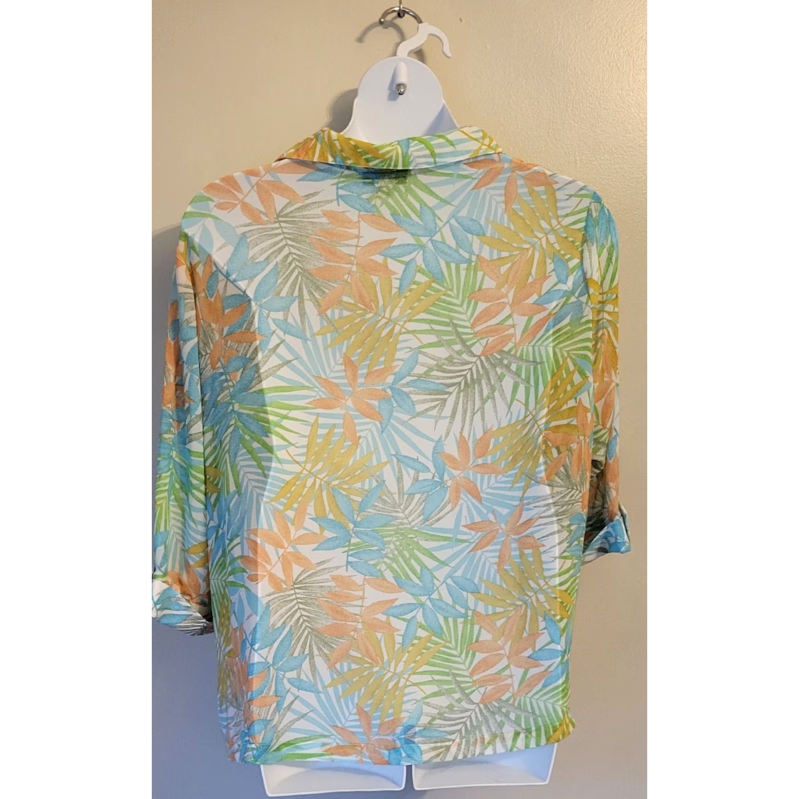 Vintage VINTAGE Cathy Daniels Blouse 2X Floral Polyester 3/4 Sleeve Collared Sheer Womens Plus Size XXL / US 16-18 / IT 52-54 - 4 Thumbnail