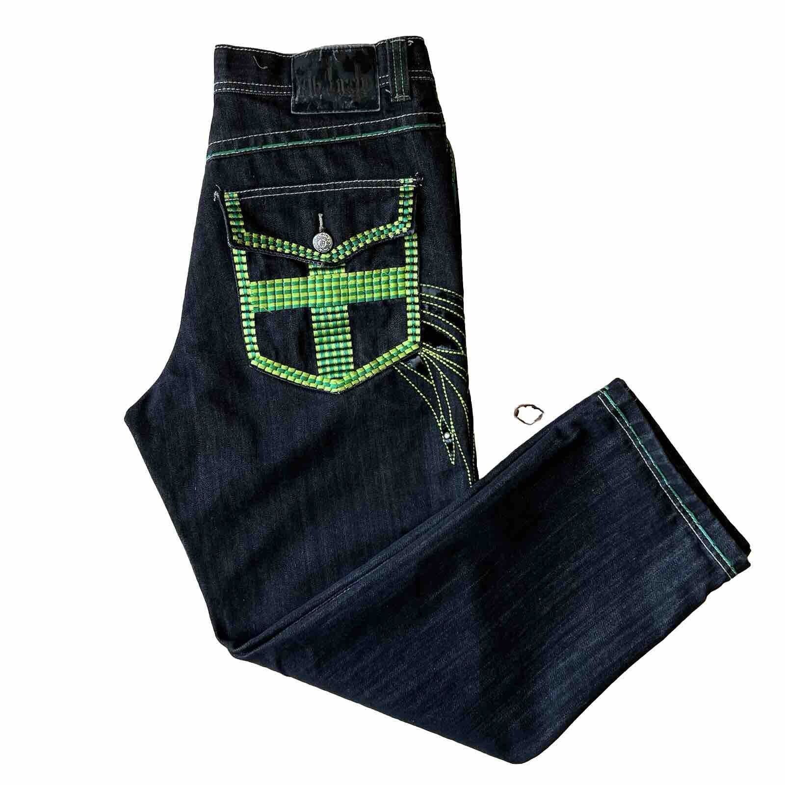 Vintage Vintage Jeans 33 Black Green Baggy Denim Skater Punk Grunge Size US 33 - 8 Thumbnail