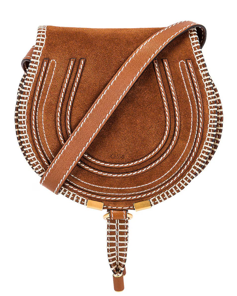 Chloe o1tko10125 Size: OS / Suede Small Marcie Saddle Bag Brown Size ONE SIZE - 1 Thumbnail