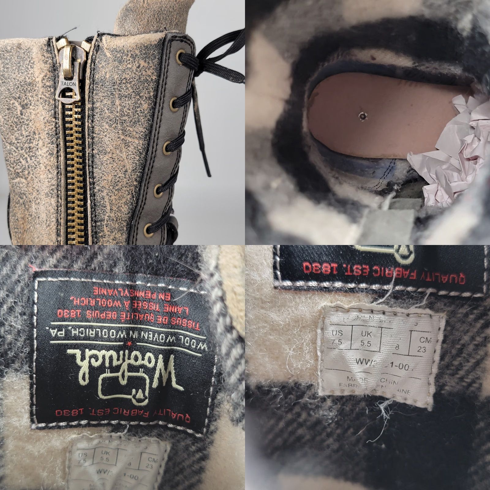 Vintage Woolrich Santa Fe Boots Womens 7.5 Leather Brown Side Zip Wool Lined Desert Casual Boots Womens Size US 6 / IT 36 - 9 Thumbnail