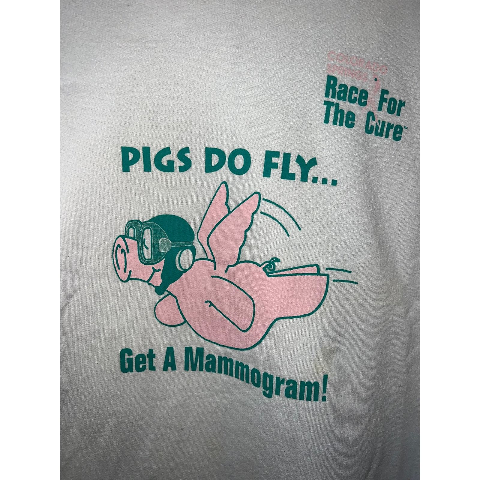 Hanes Vintage Mammogram Sweatshirt Pigs Do Fly Race For The Cure X Size US XL / EU 56 / 4 - 2 Thumbnail