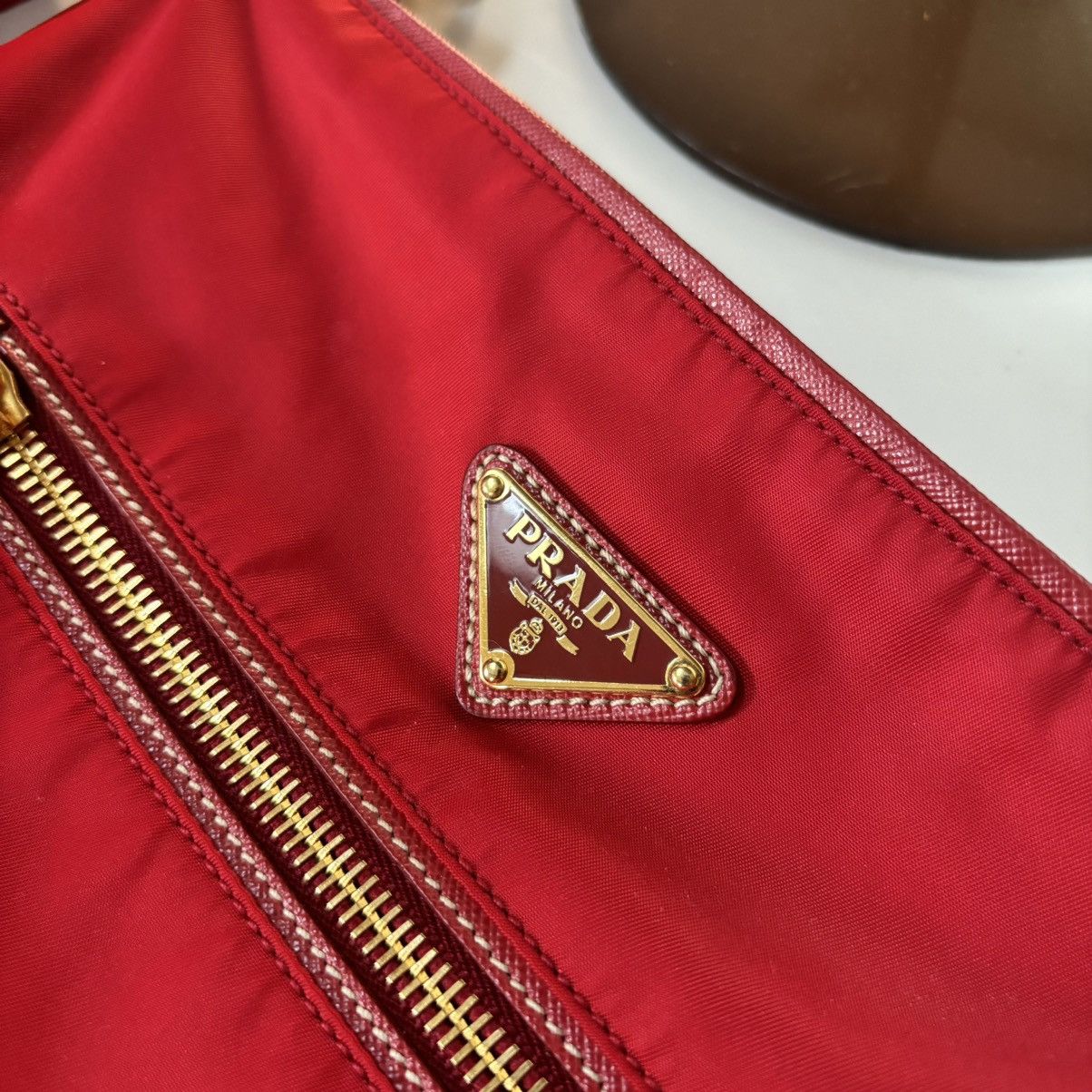 Prada Prada Red/Gold Nylon Crossbody Bag Size ONE SIZE - 3 Thumbnail