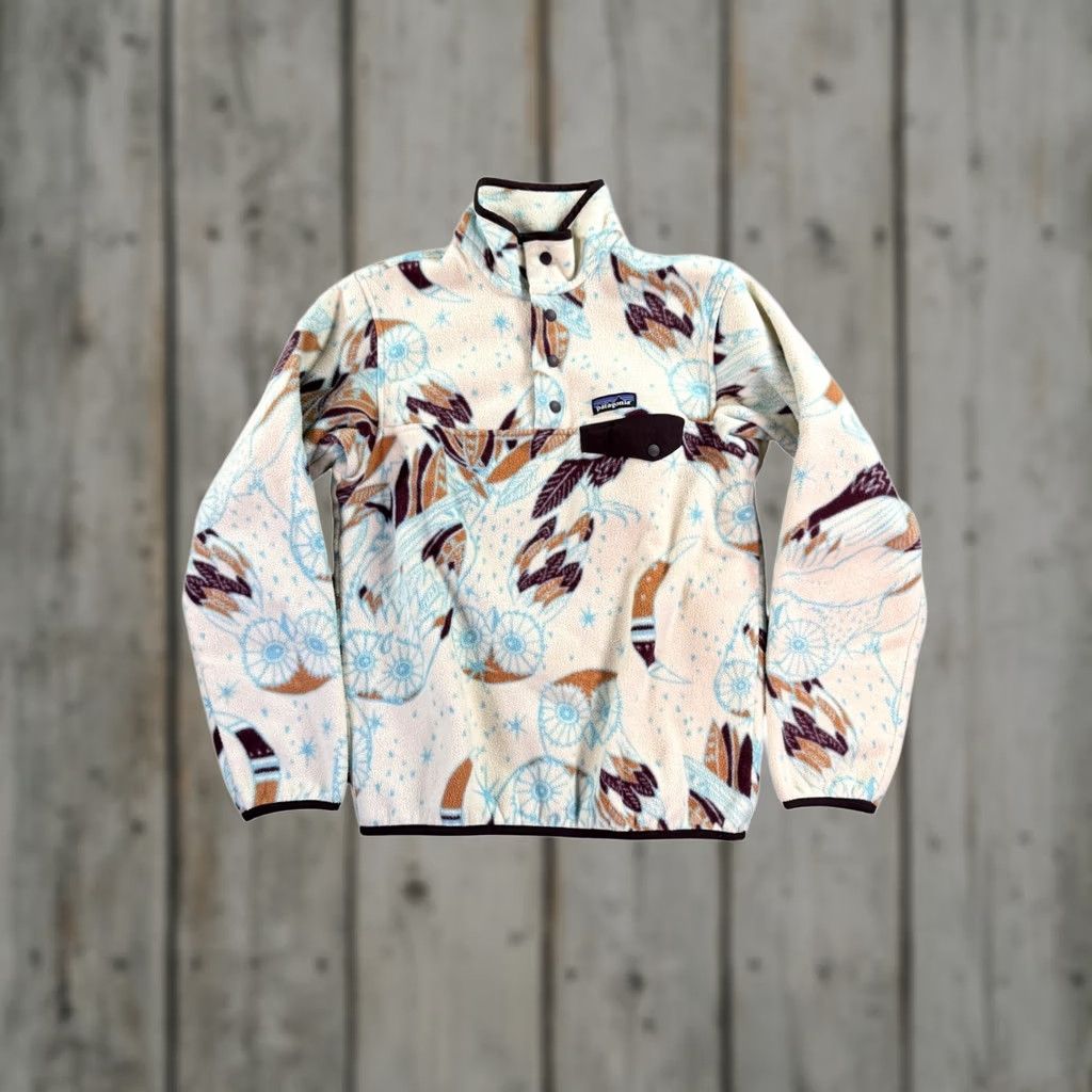 Patagonia Patagonia Synchilla Fleece Pullover Jacket Adult Small Cream Owl Print AOP Size S / US 4 / IT 40 - 1 Thumbnail