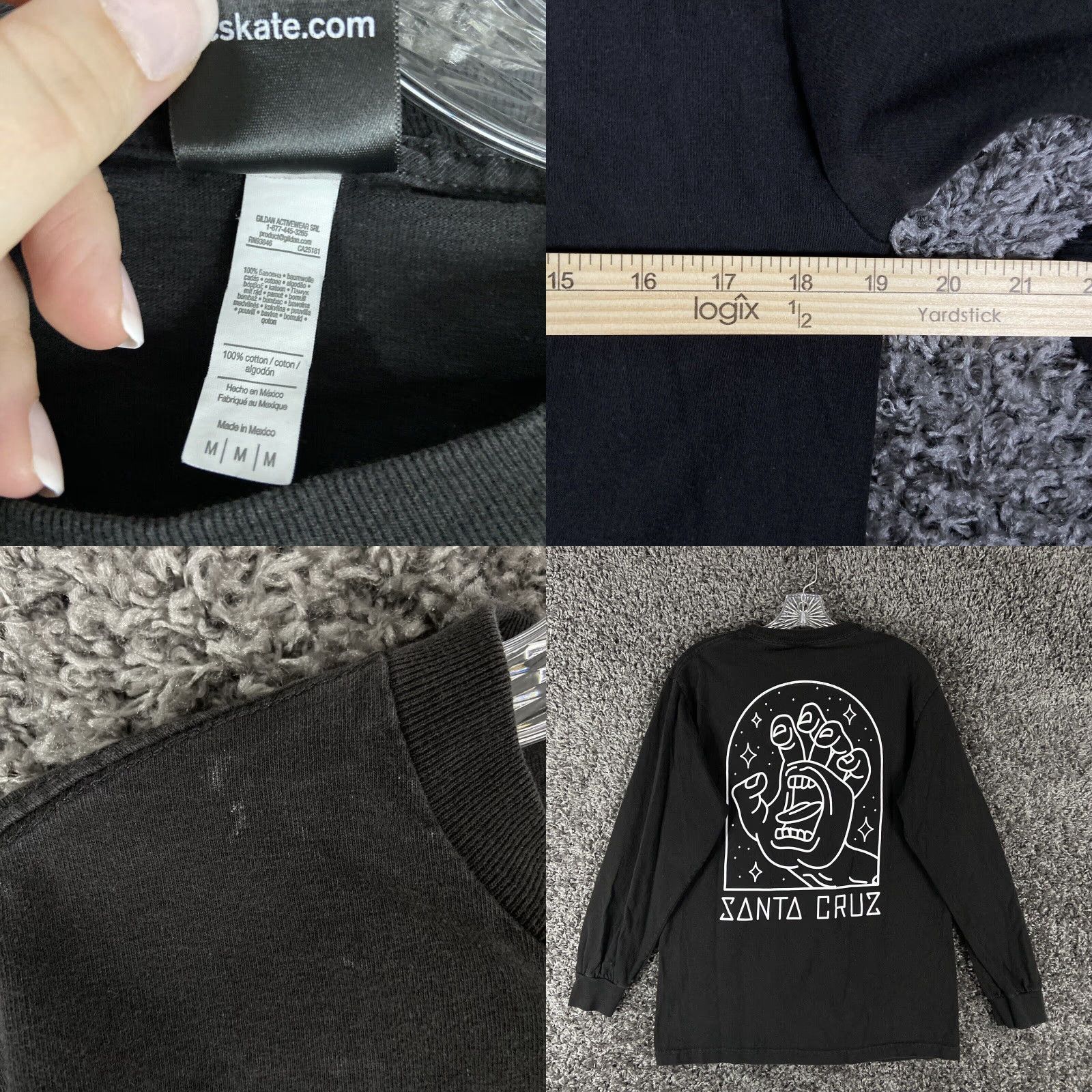 Vintage Santa Cruz Black Graphic Tee Long Sleeve Men’s M Size US M / EU 48-50 / 2 - 8 Thumbnail