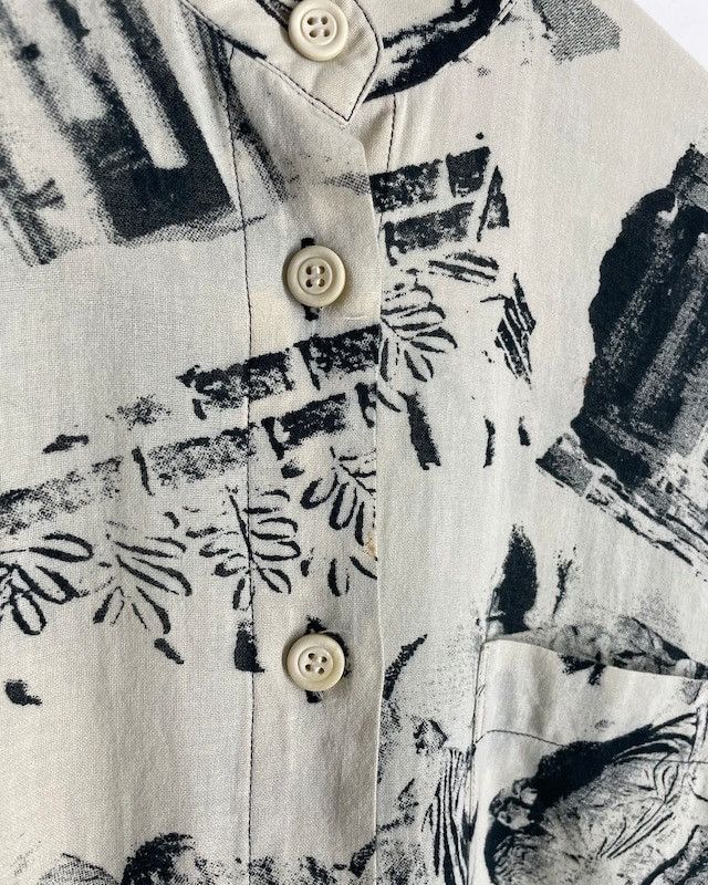 Issey Miyake ISSEY MIYAKE 1985SS PERMANENTE Band-Collar Cotton Shirt Size US M / EU 48-50 / 2 - 7 Thumbnail