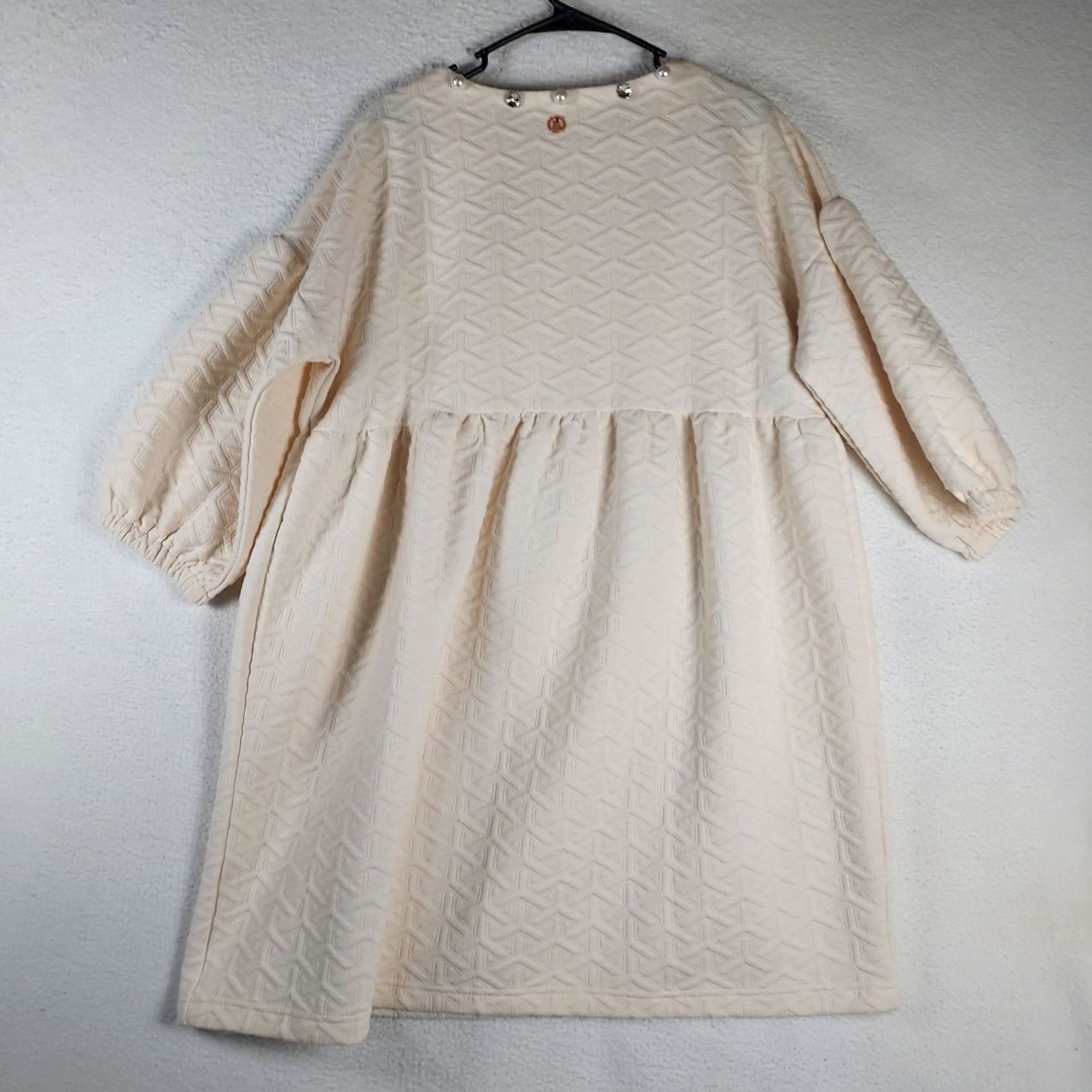 Vintage Simply Southern Blouse Tunic Women’s Large Ivory Quilted Balloon Sleeve Pullover Round Neck Casual Top Size L / US 10 / IT 46 - 2 Thumbnail