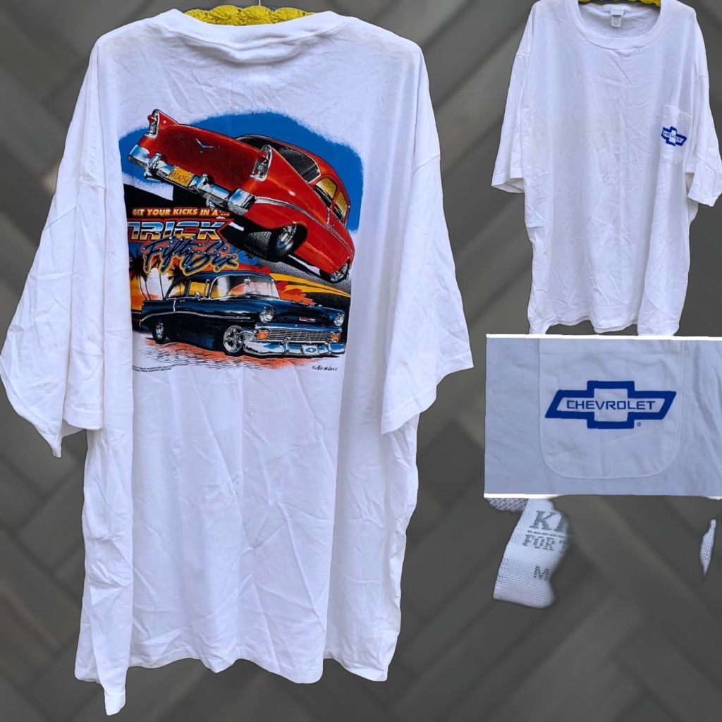 Vintage VINTAGE Chevrolet Pocket Tee T-Shirt 5XL White Men Pocket Chevrolet 50s Retro Classic Cars Vintage Tee Size US XXL / EU 58 / 5 - 1 Thumbnail